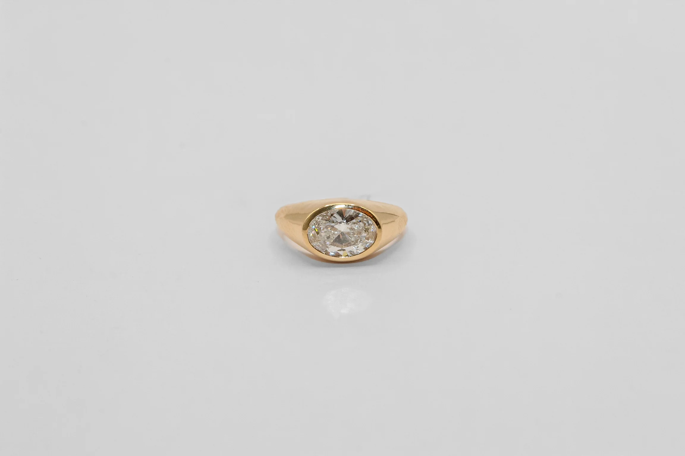 14K Gold 1 Carat Oval Diamond Pinky Ring