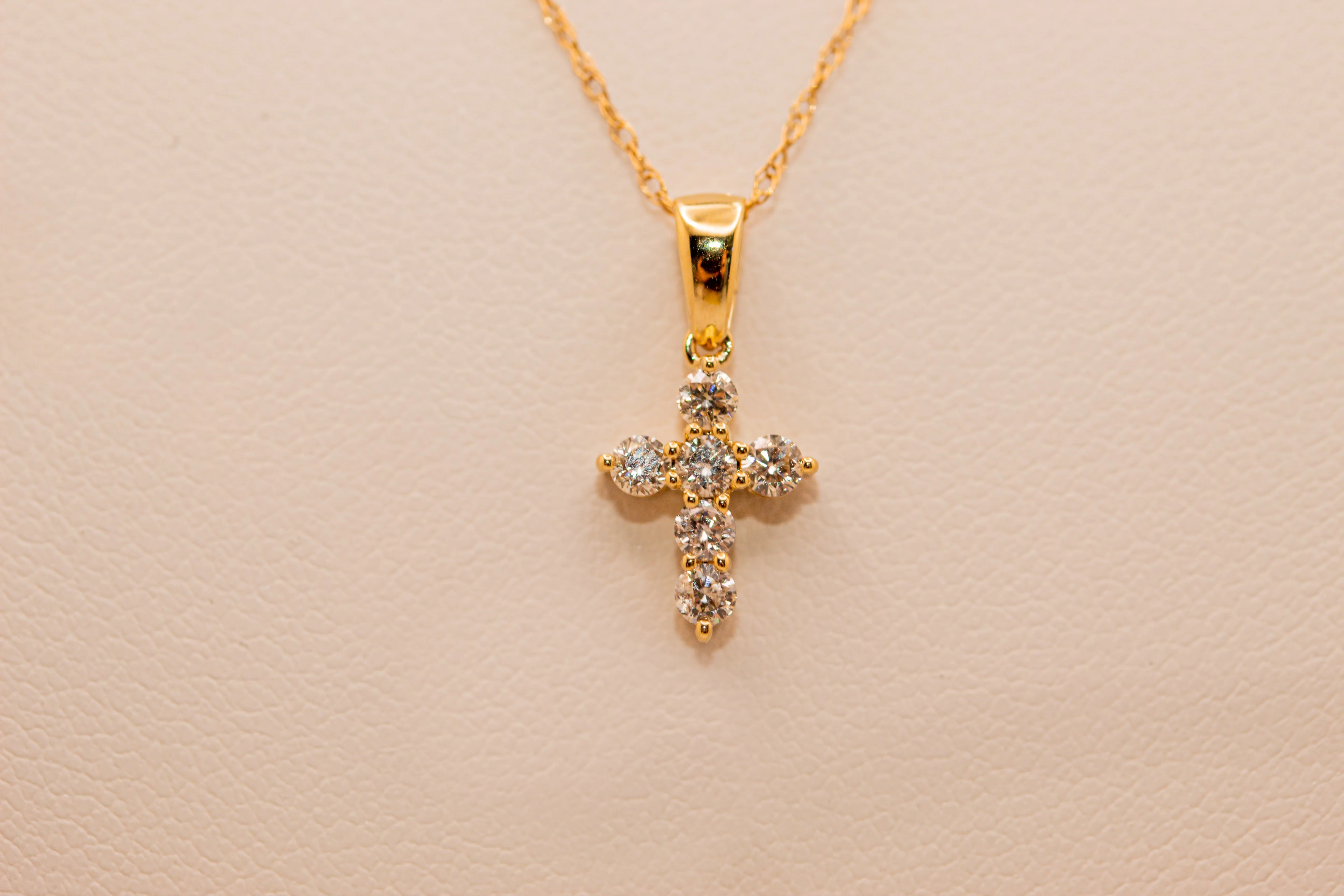 14K Gold Mini Diamond Cross Necklace