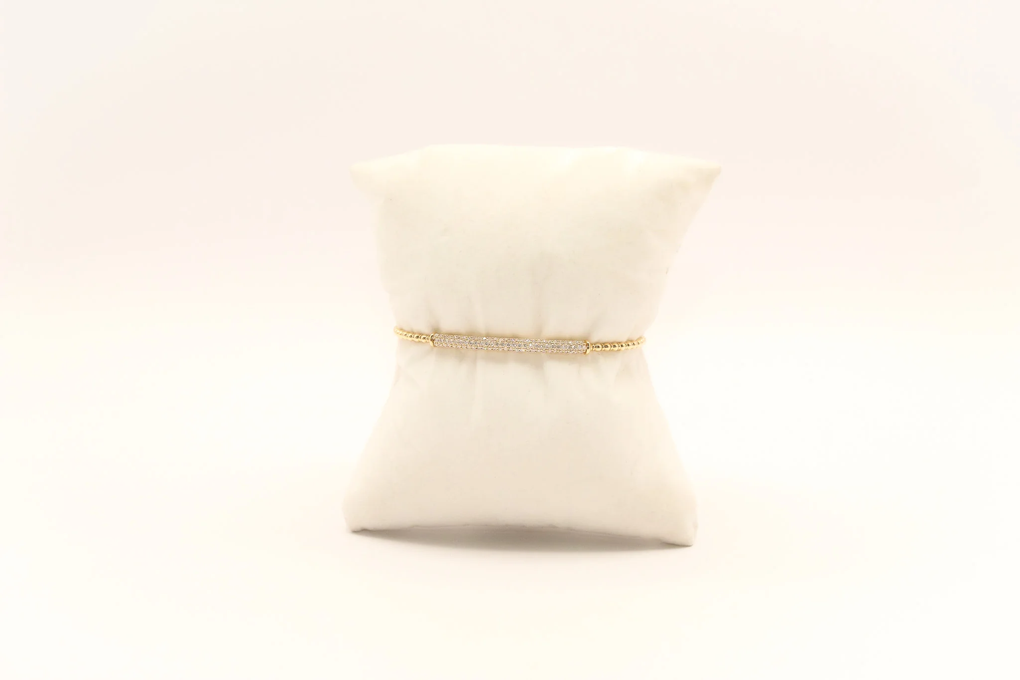 14K Gold Diamond Beaded Bangle Bracelet