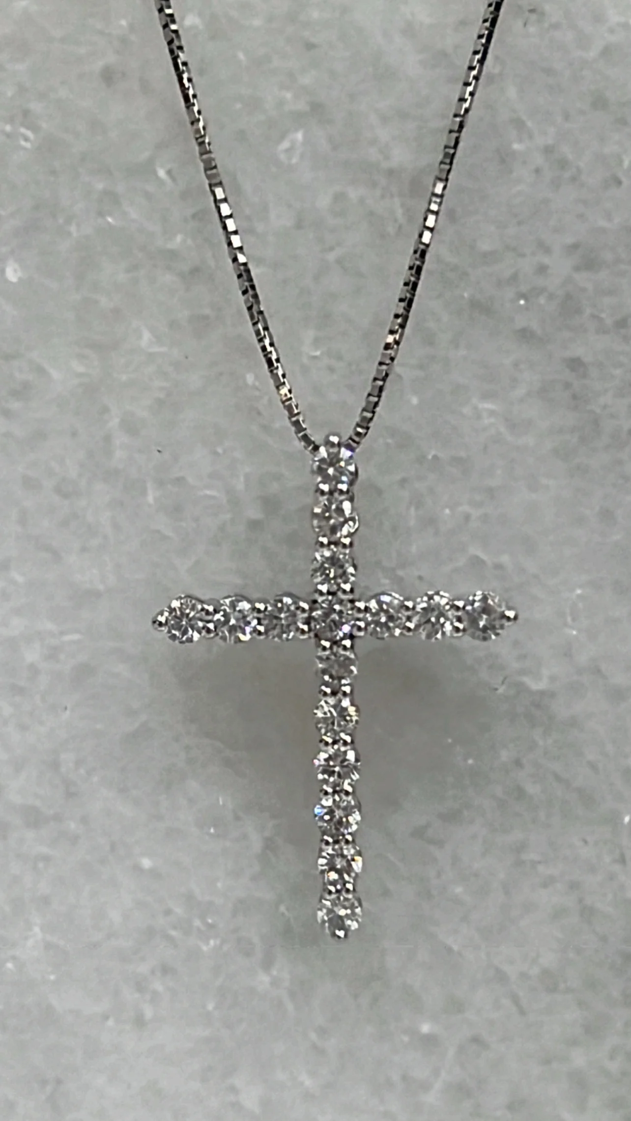 14K White Gold .62 Carat Diamond Cross Necklace