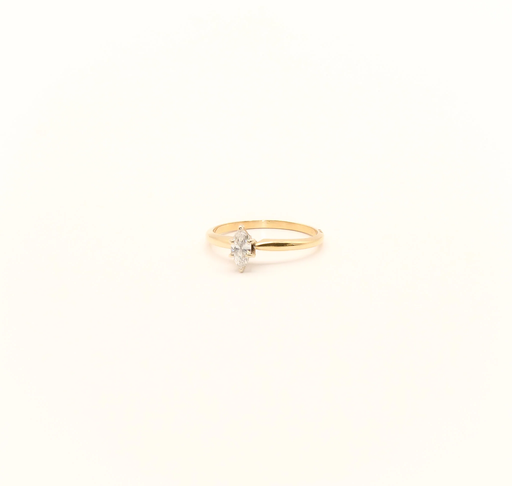 14K Gold Marquise Cut Diamond Solitaire Ring