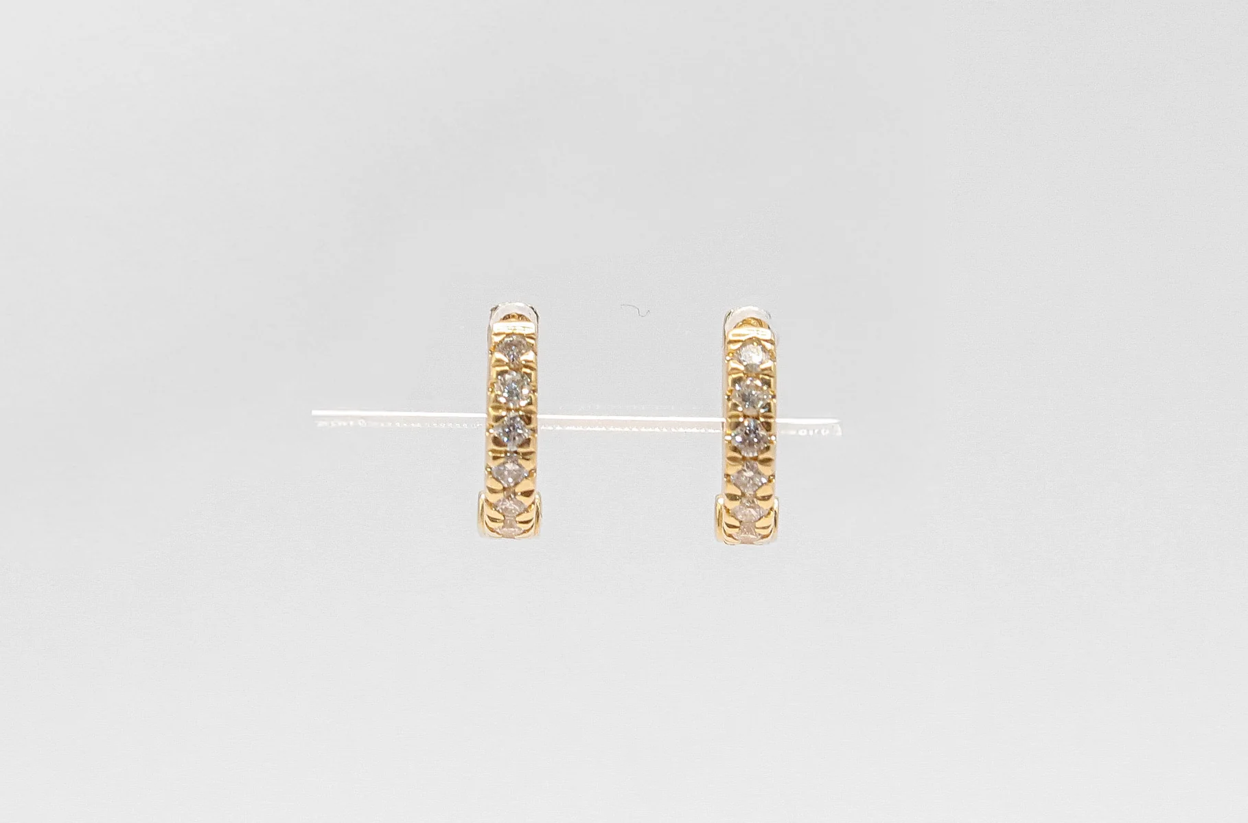 14K Gold Mini Cuff Diamond Earrings - Image 3