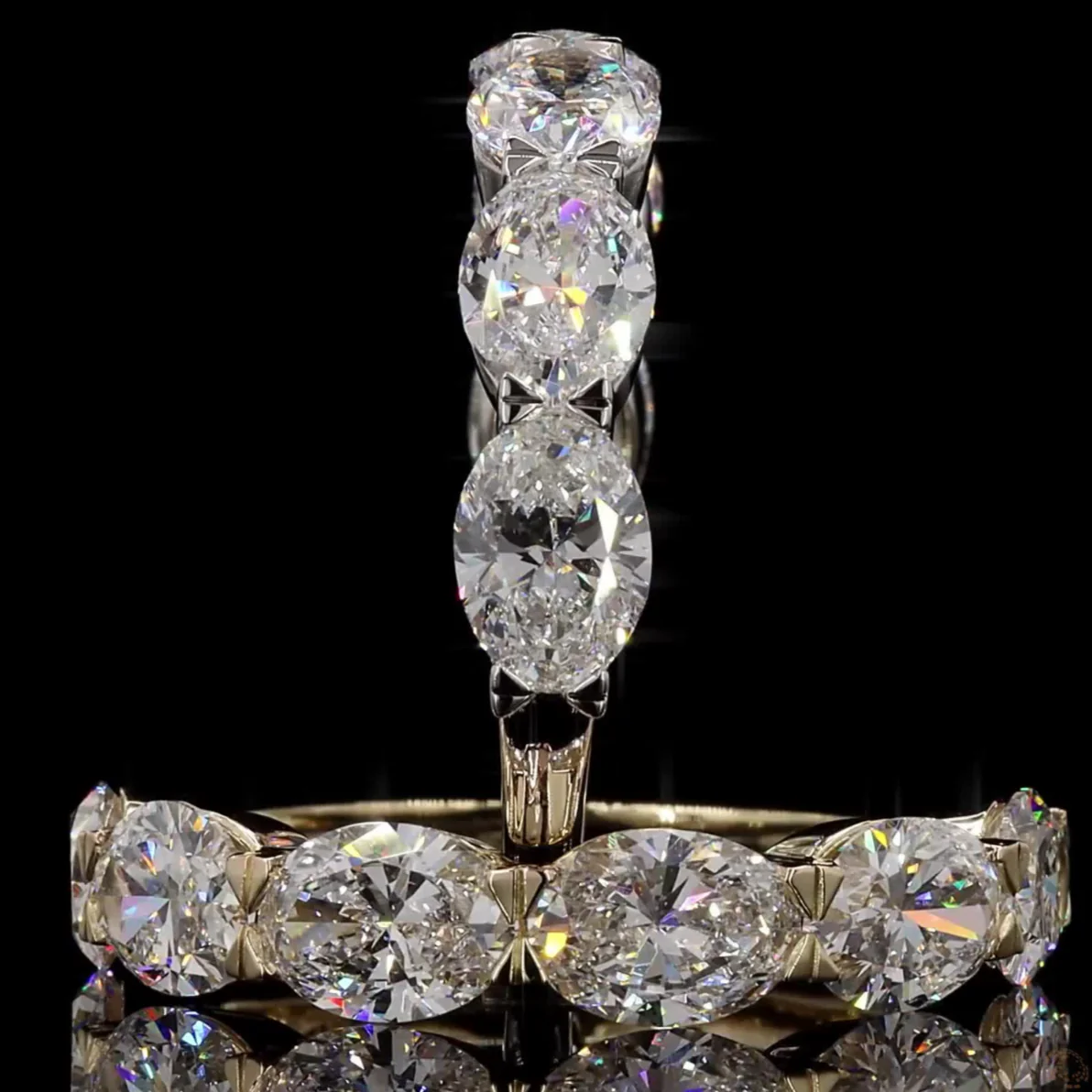 14K Gold Oval 3.03 Carat Diamond Band