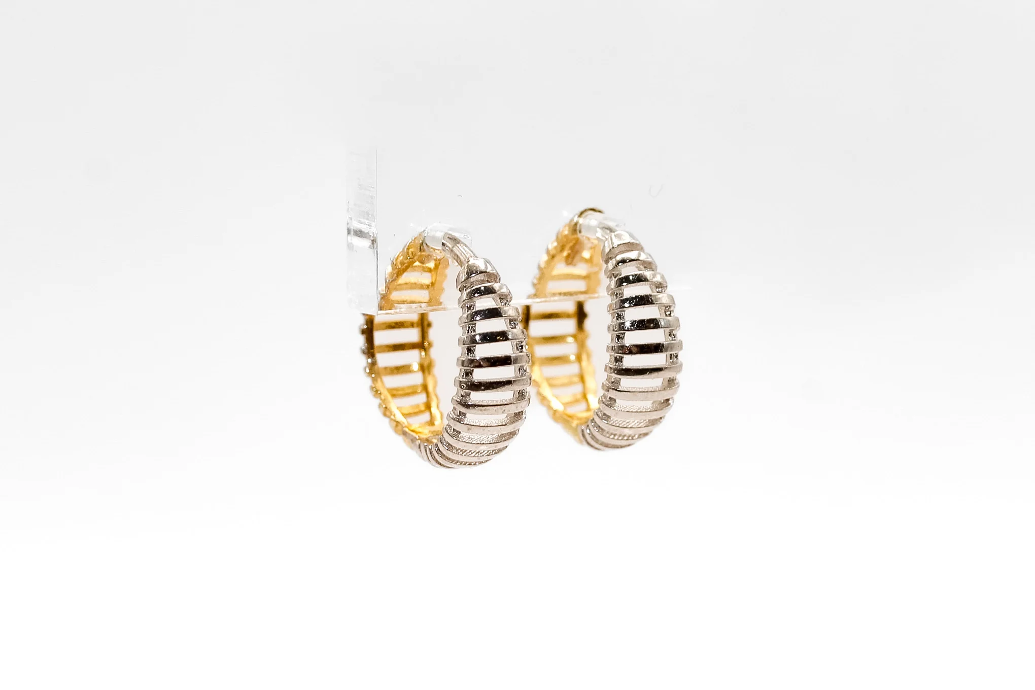 14K Gold Two Tone Earrings