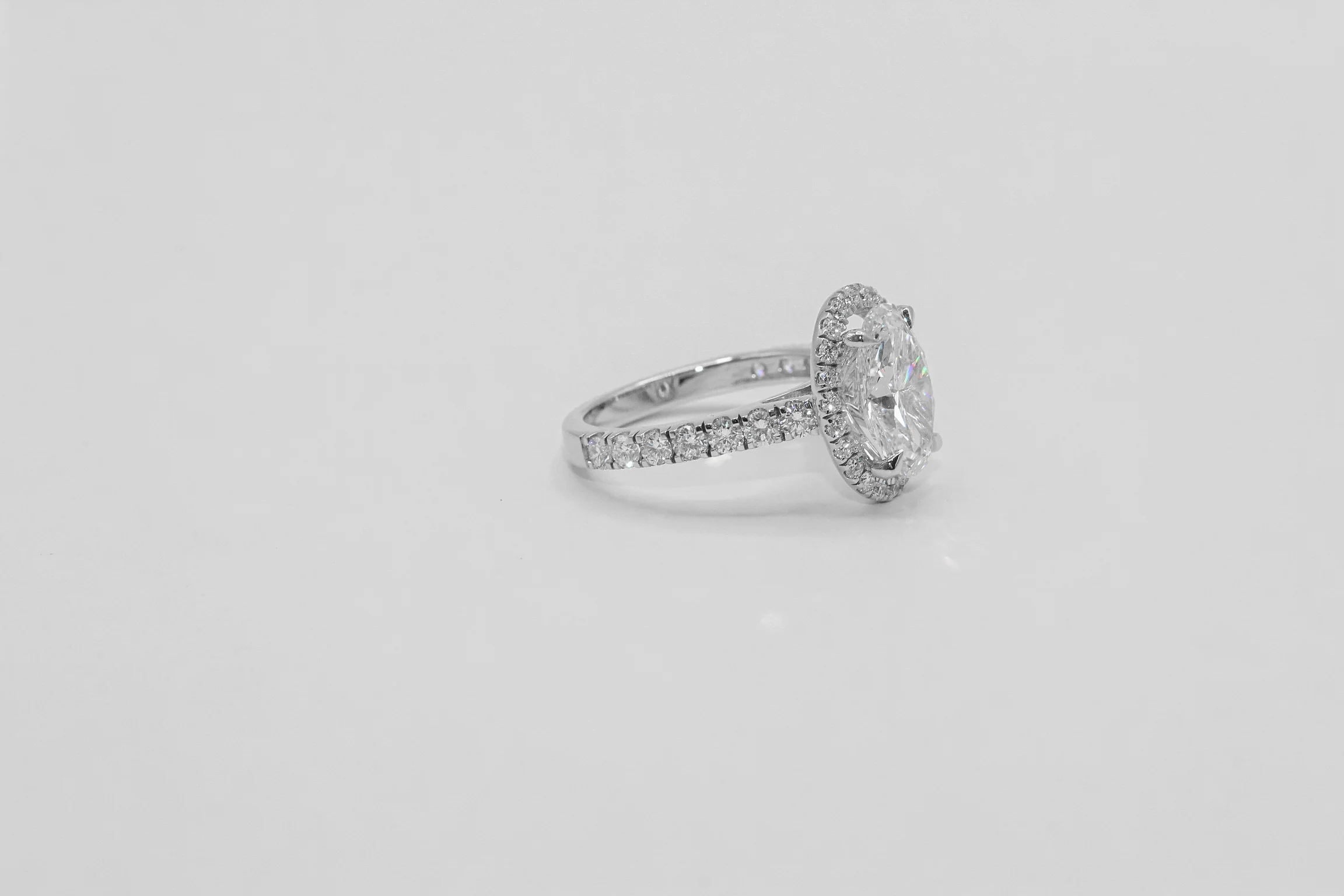 14K White Gold 2.57 Carat Oval Halo Diamond Ring - Image 2