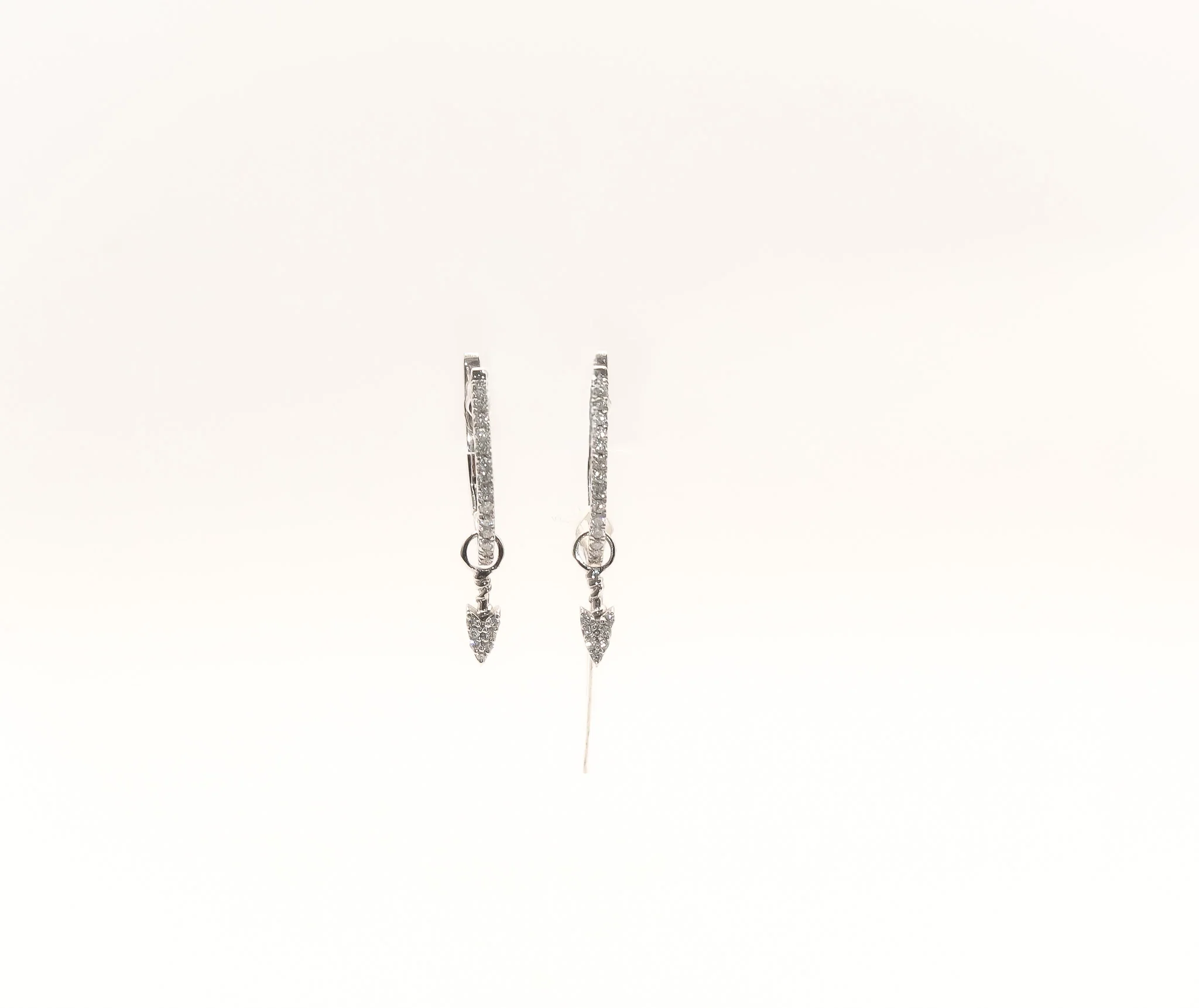 14K White Gold Diamond Huggies Earrings - Image 2