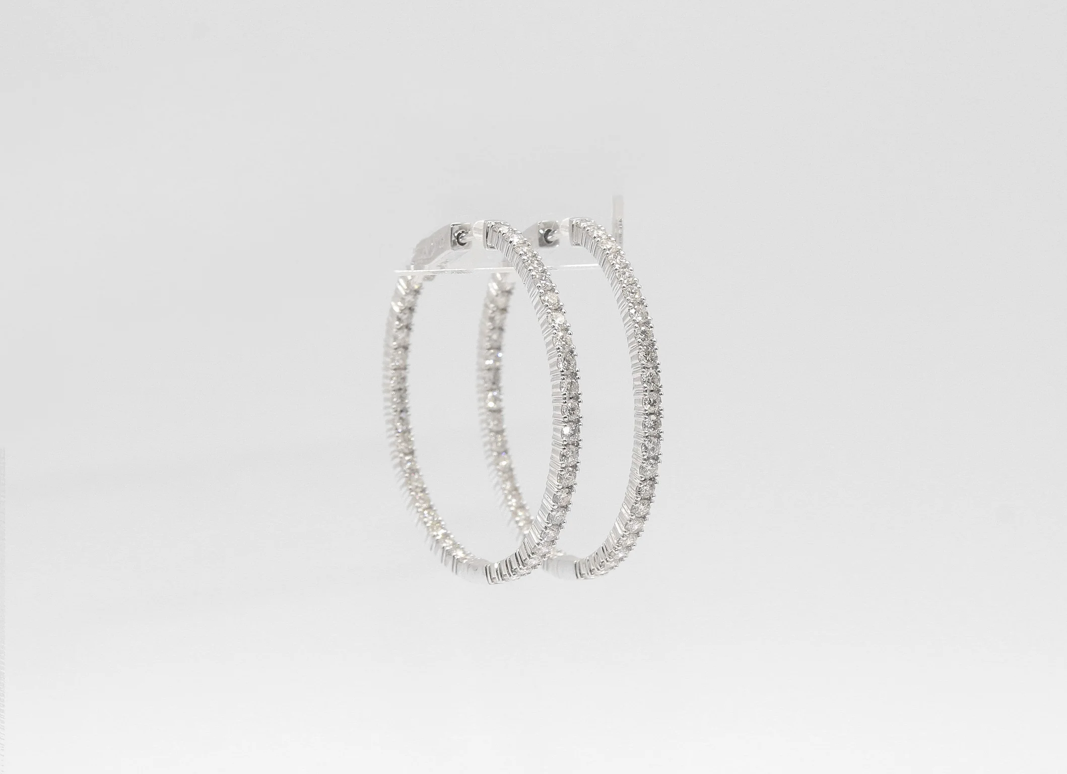 14K White Gold 2.41 Carat Diamond Inside Out Hoop Earrings - Image 2