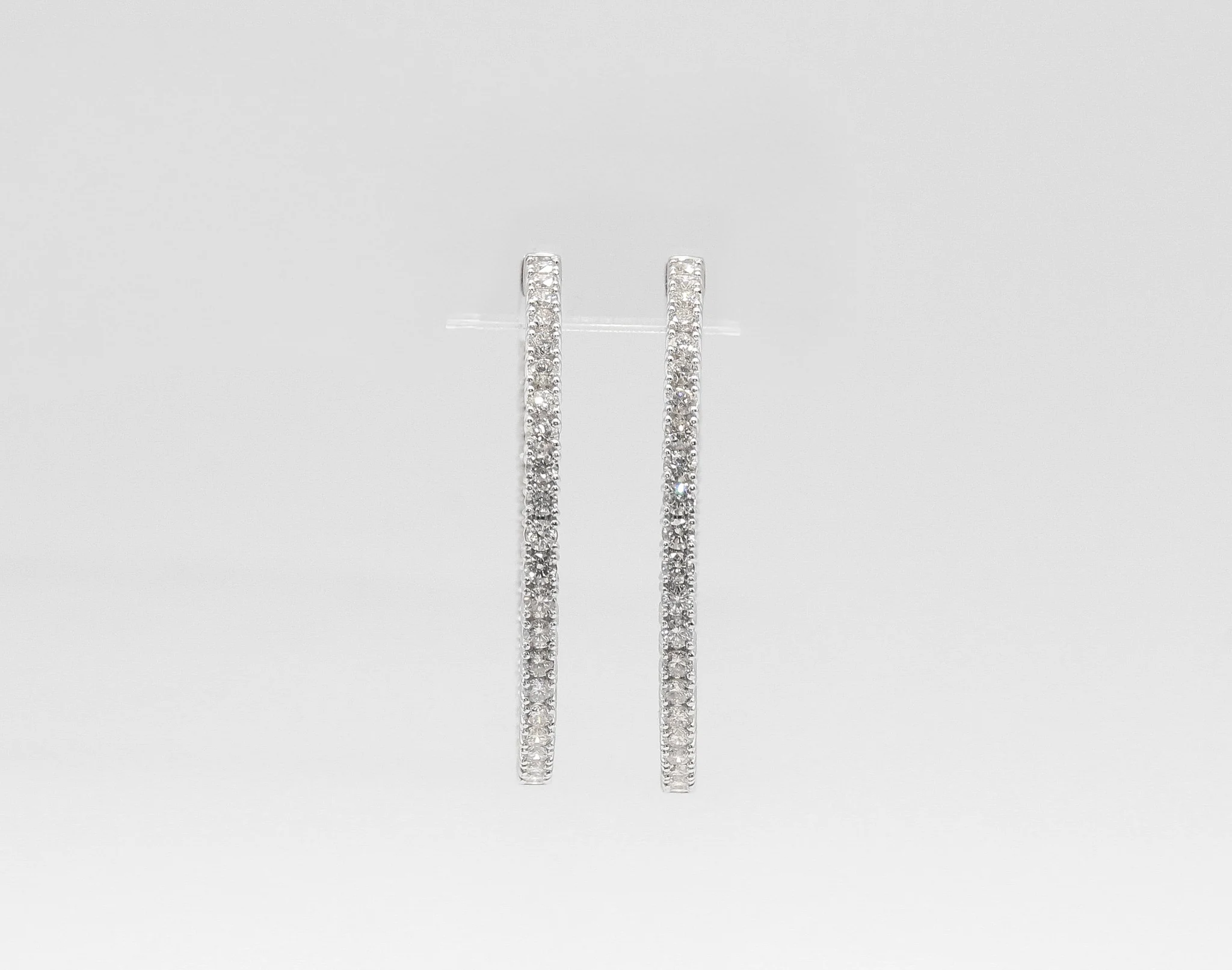 14K White Gold 2.41 Carat Diamond Inside Out Hoop Earrings - Image 3