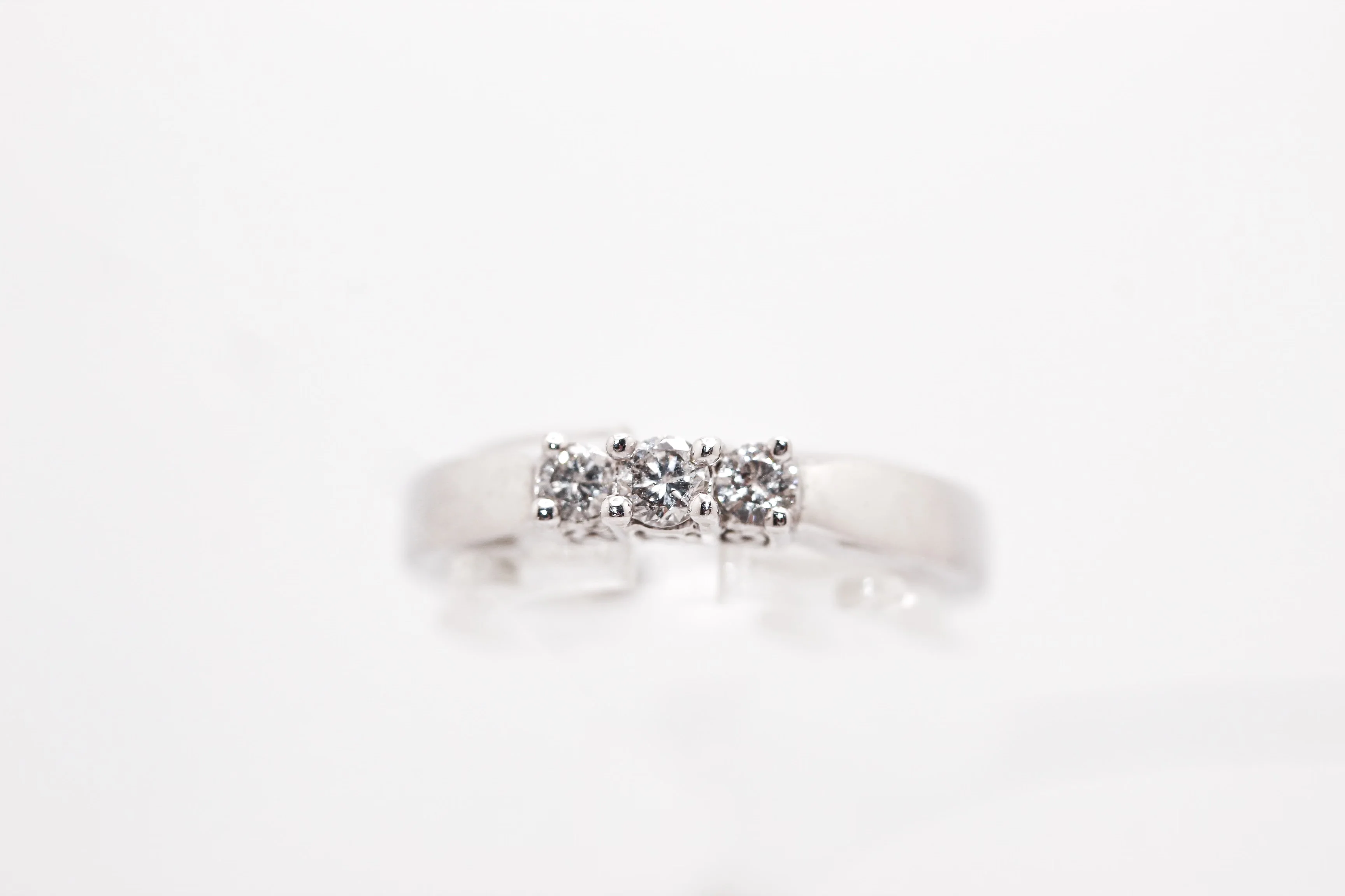 14K White Gold 3 Diamond Ring