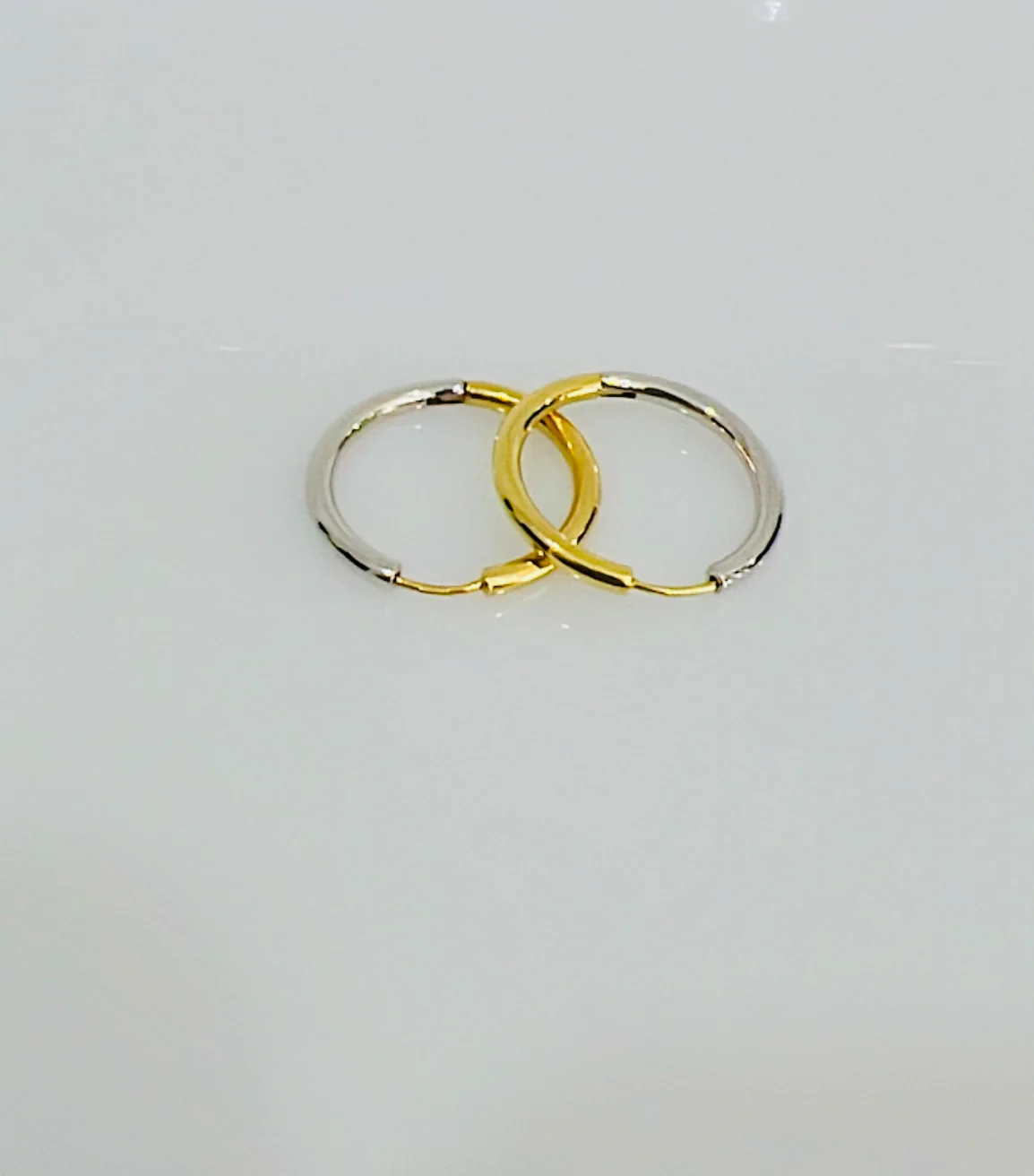 18K Gold 2 Tone Hoop Earrings