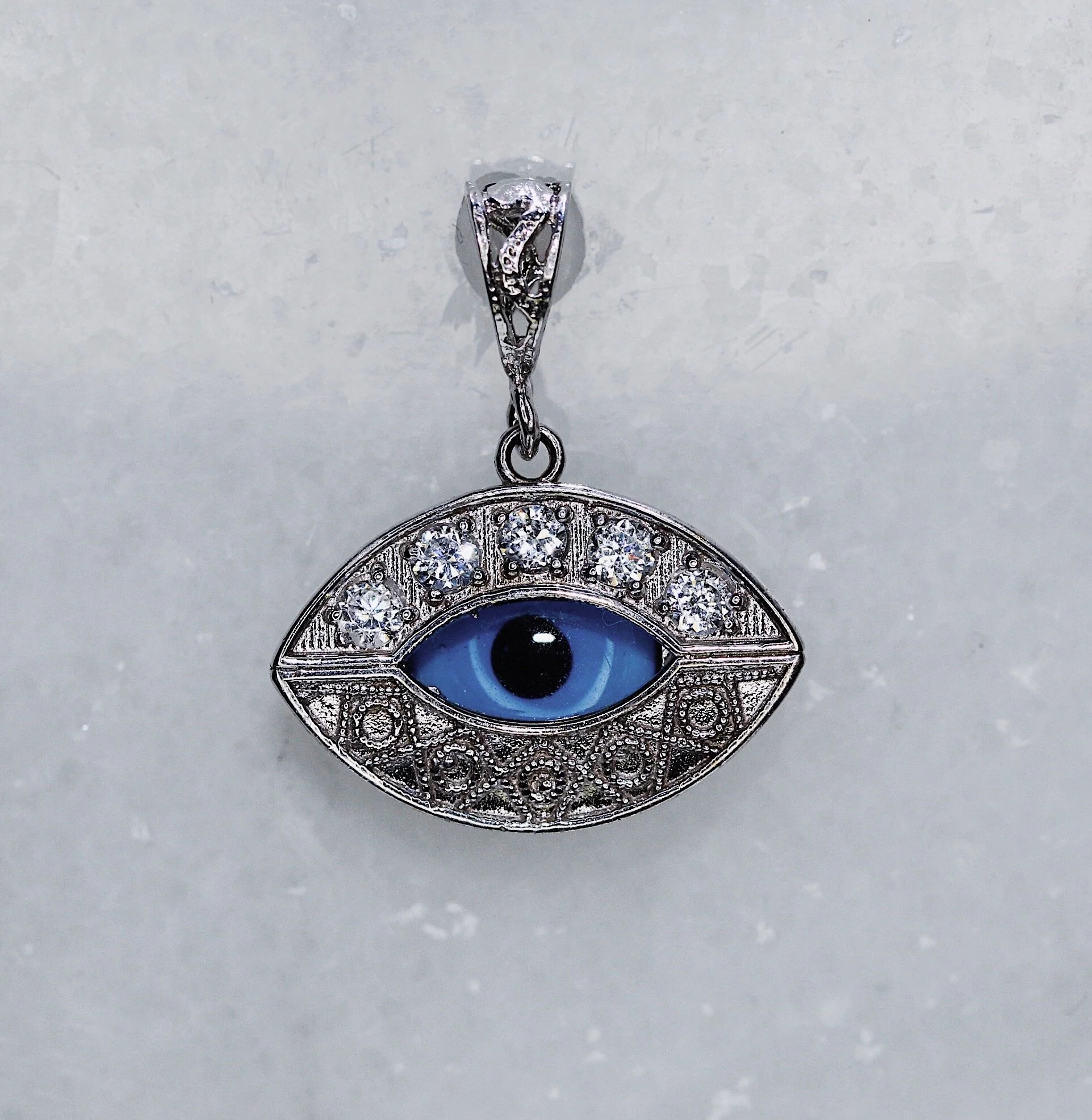 18K White Gold Evil Eye Pendant