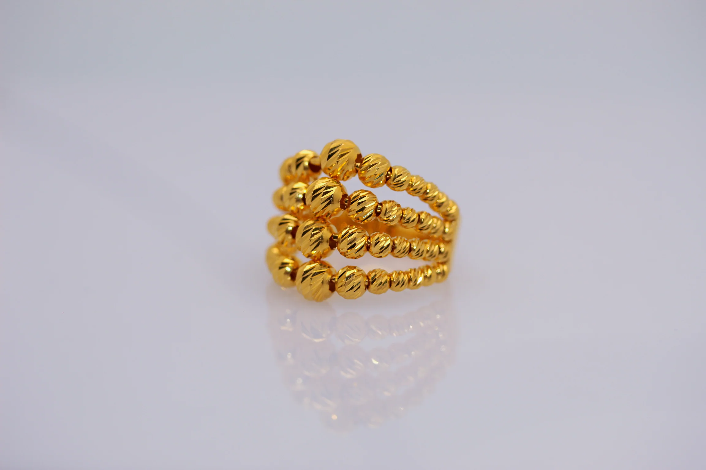 21K Gold 4 Row Beaded Ring