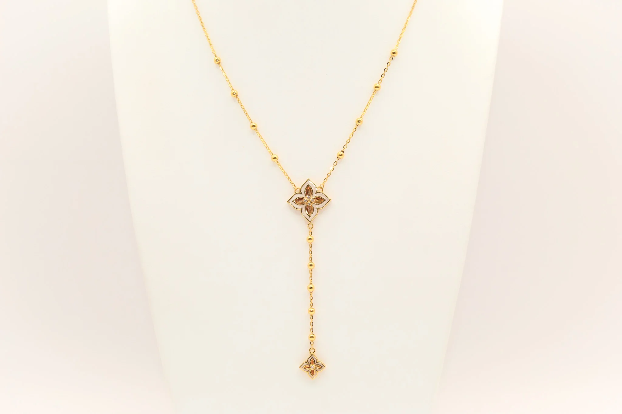 21K Gold Beaded Flower Necklace