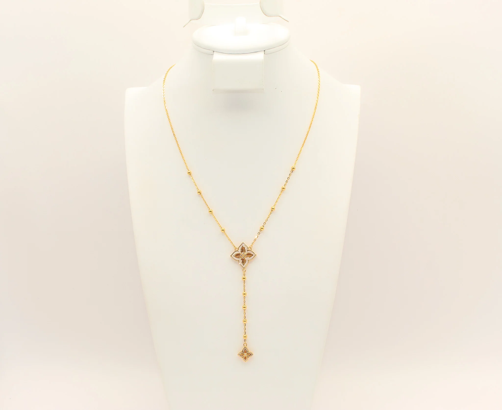 21K Gold Beaded Flower Necklace - Image 2