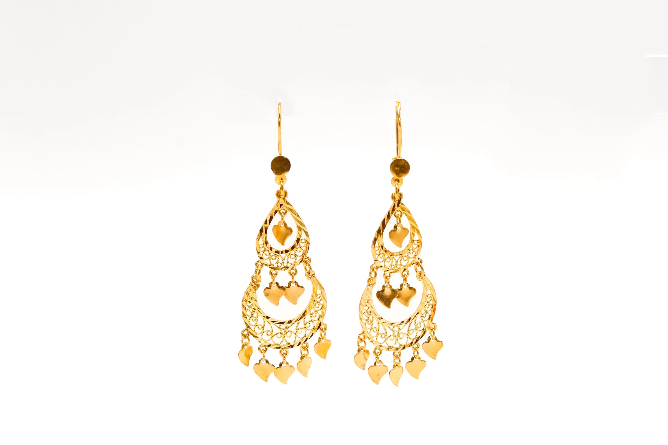 21K Gold Chandelier Earrings