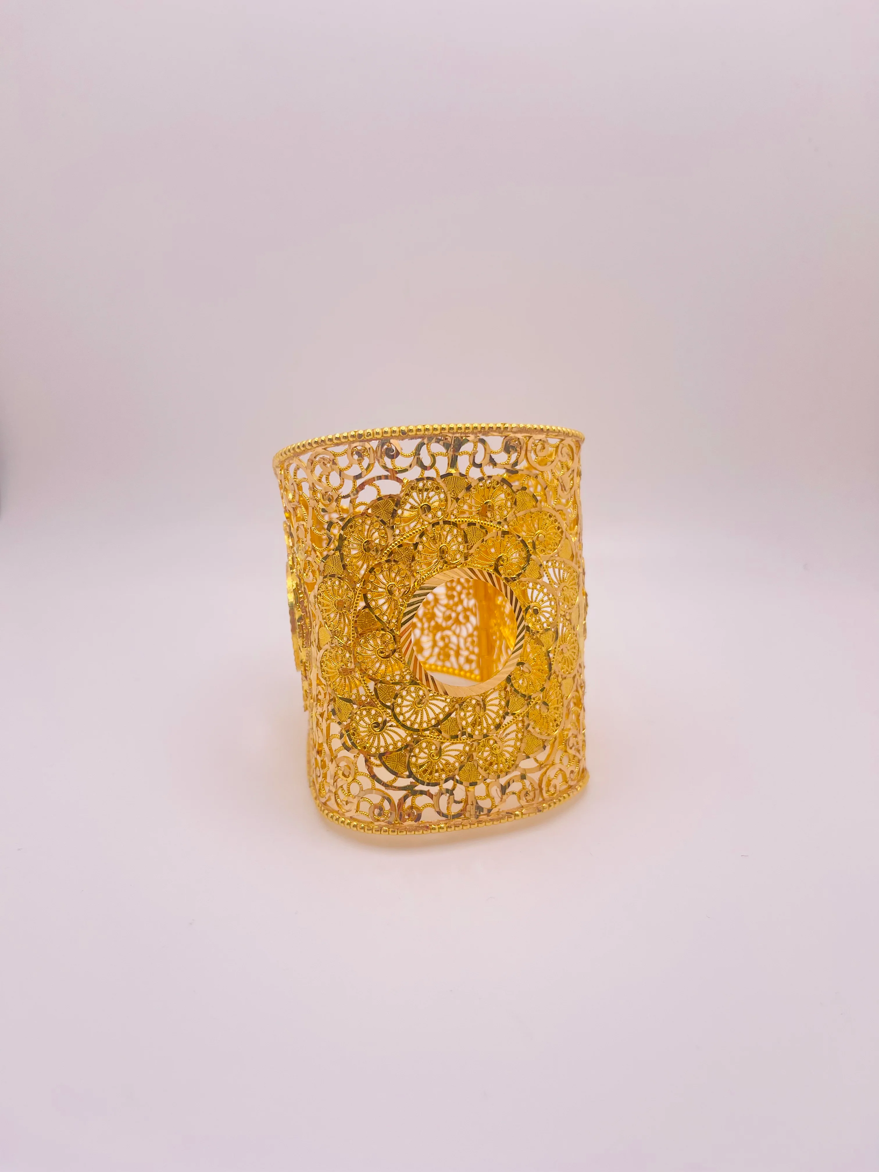 21K Gold Wide Coin Cuff Bracelet - Image 2