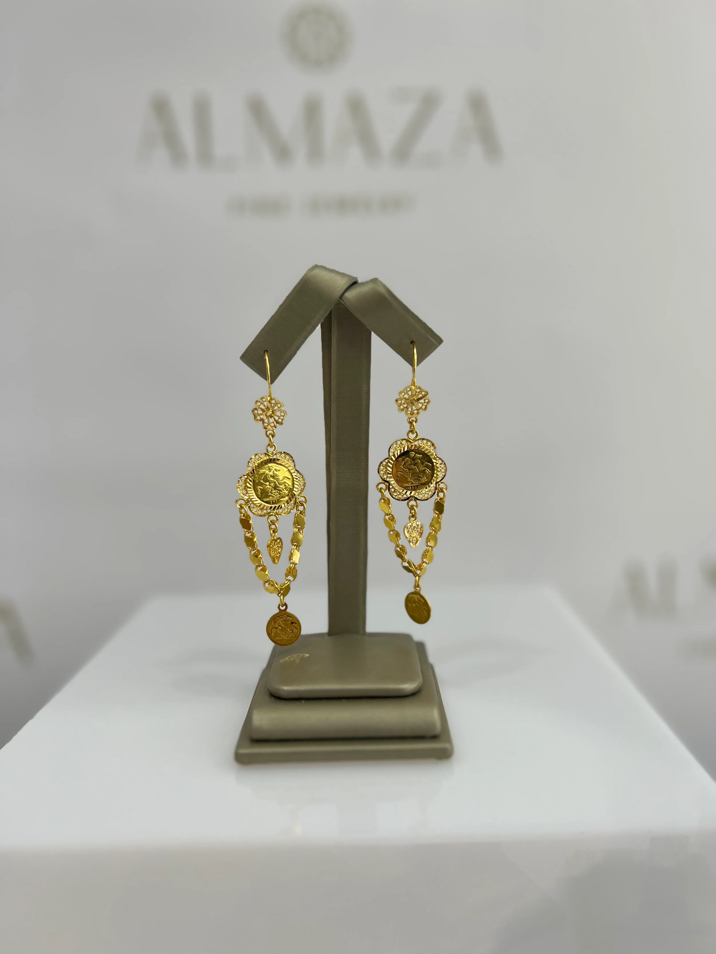 21K Gold Coin Chandelier Earrings
