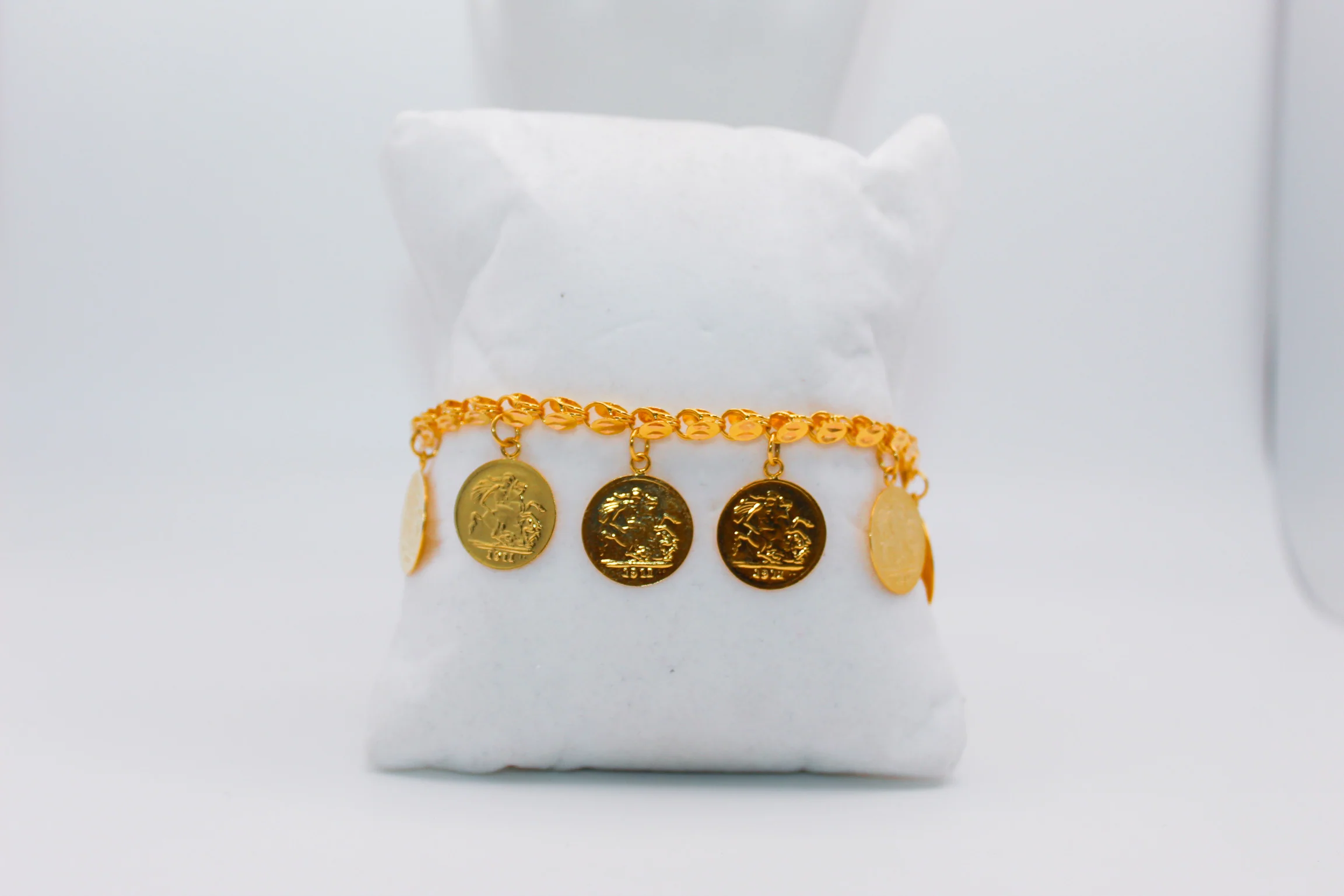 21K Gold Coin Charm Bracelet
