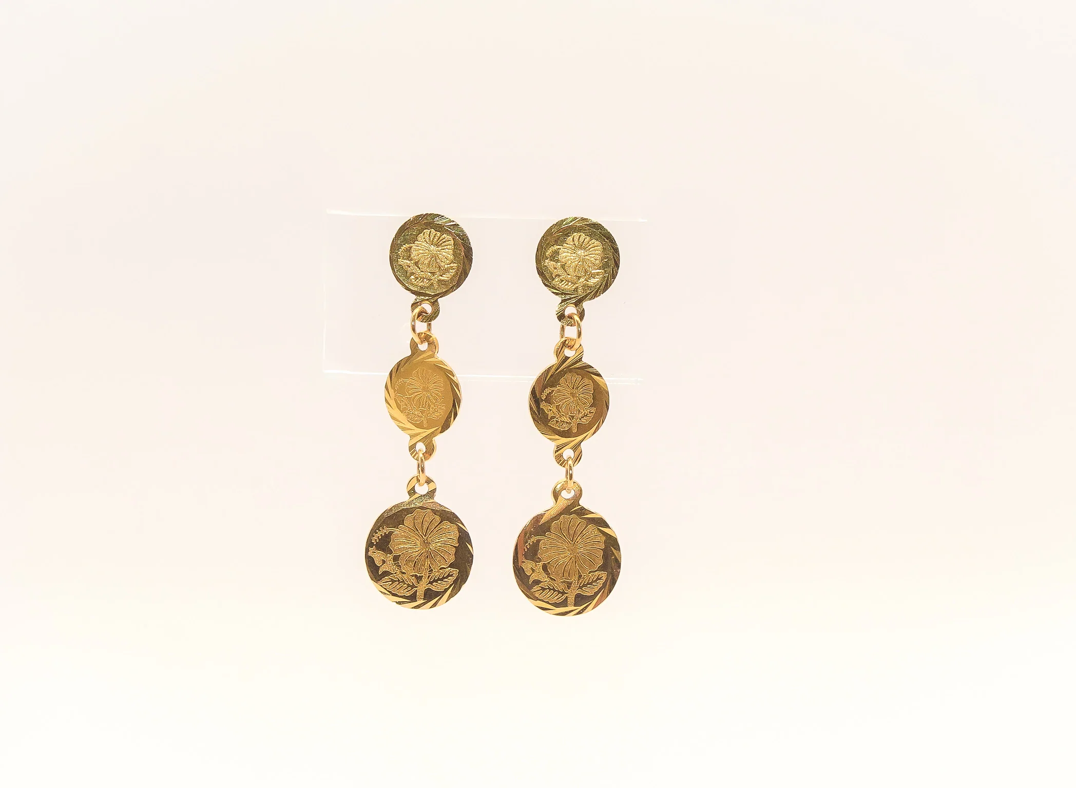 21K Gold Coin Flower Earrings