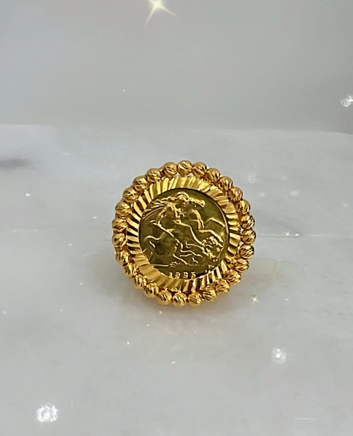 21K Gold Coin Himo Ring