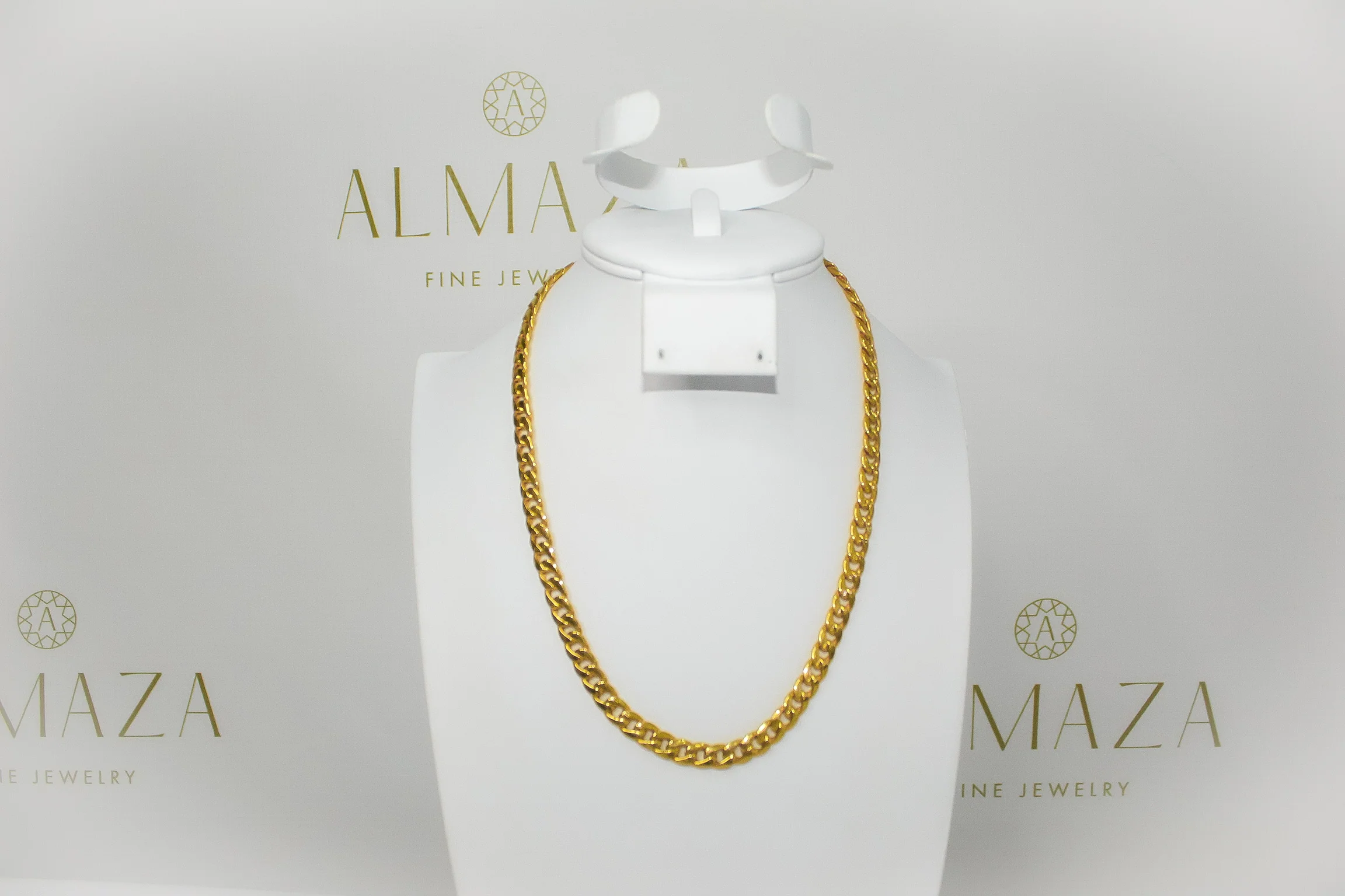 21K Gold Cuban Link Chain Necklace