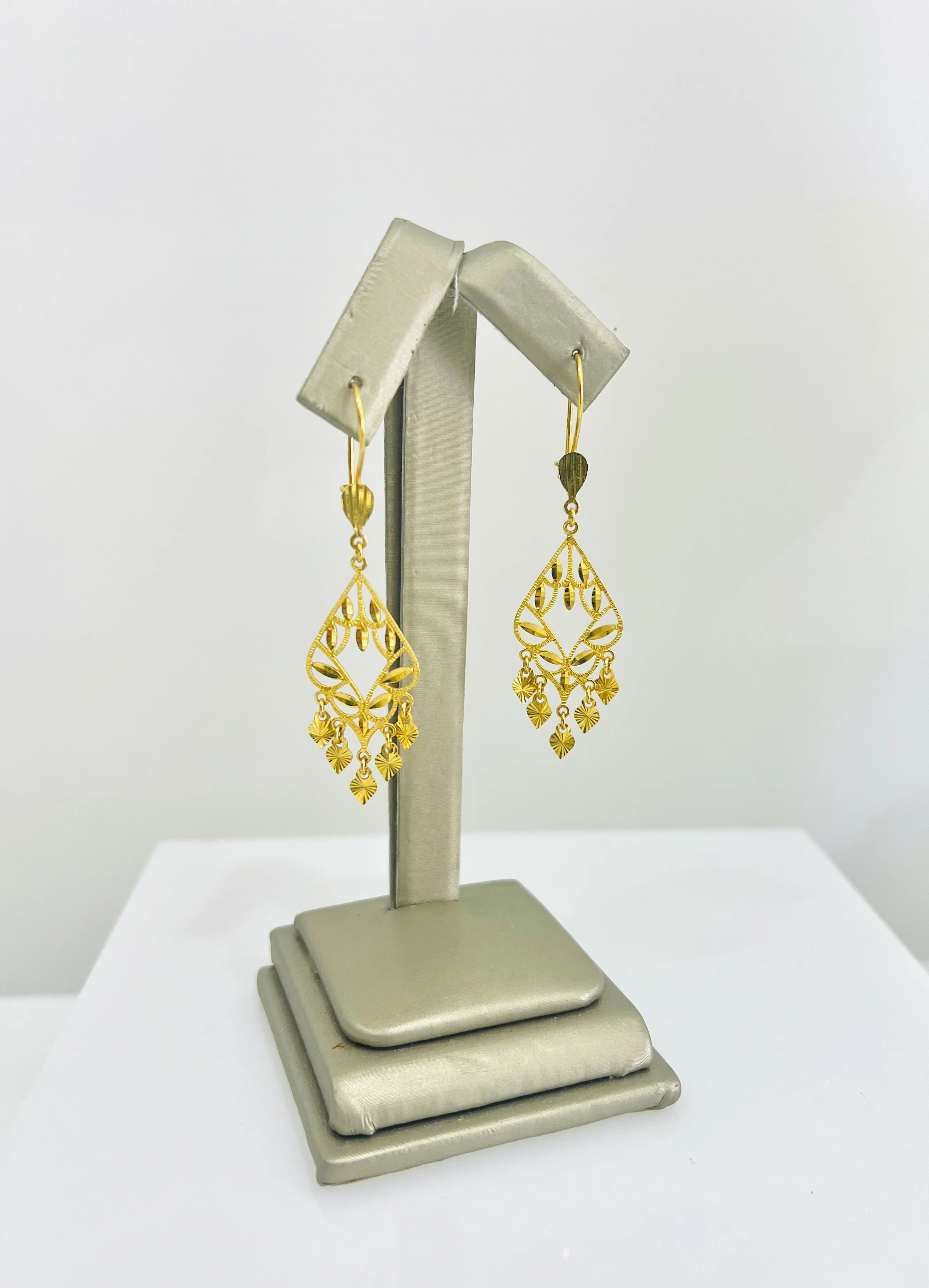 21K Gold Dangle Earrings - Image 3