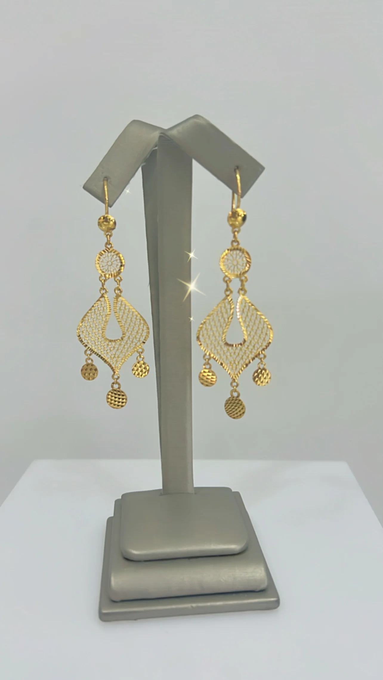 21K Gold Dangle Earrings - Image 2