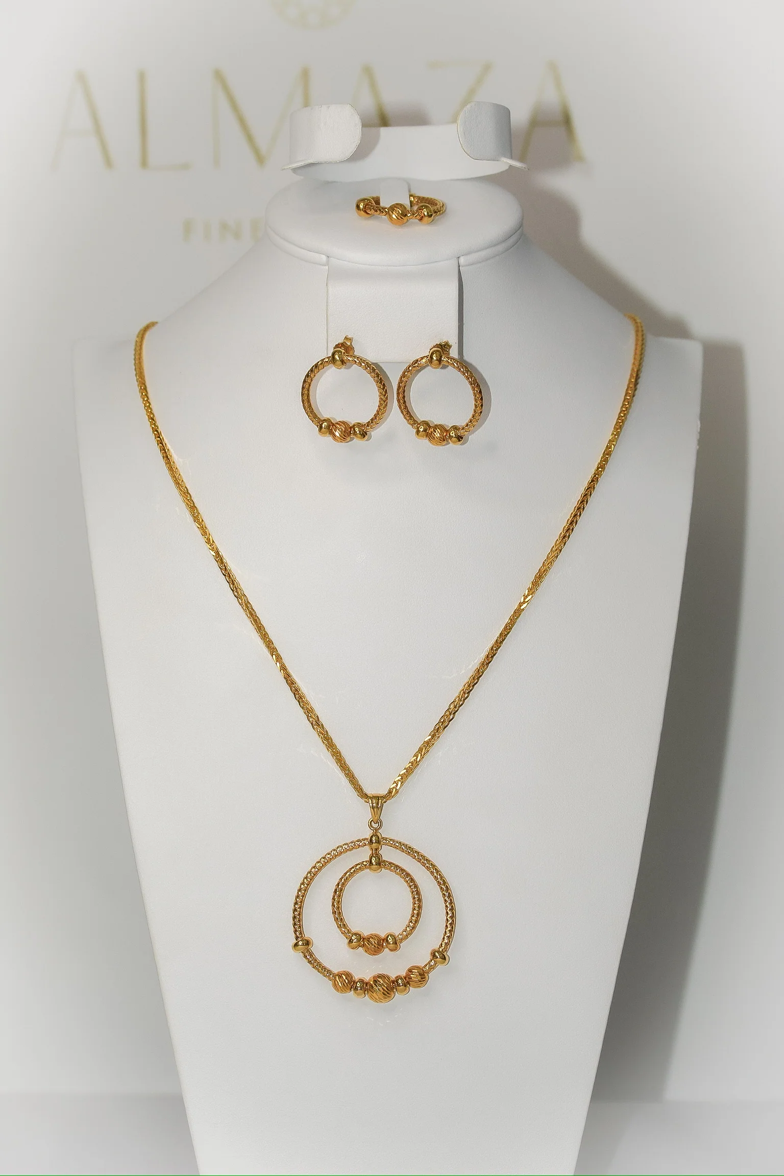 21K Gold Himo Double Ring Set