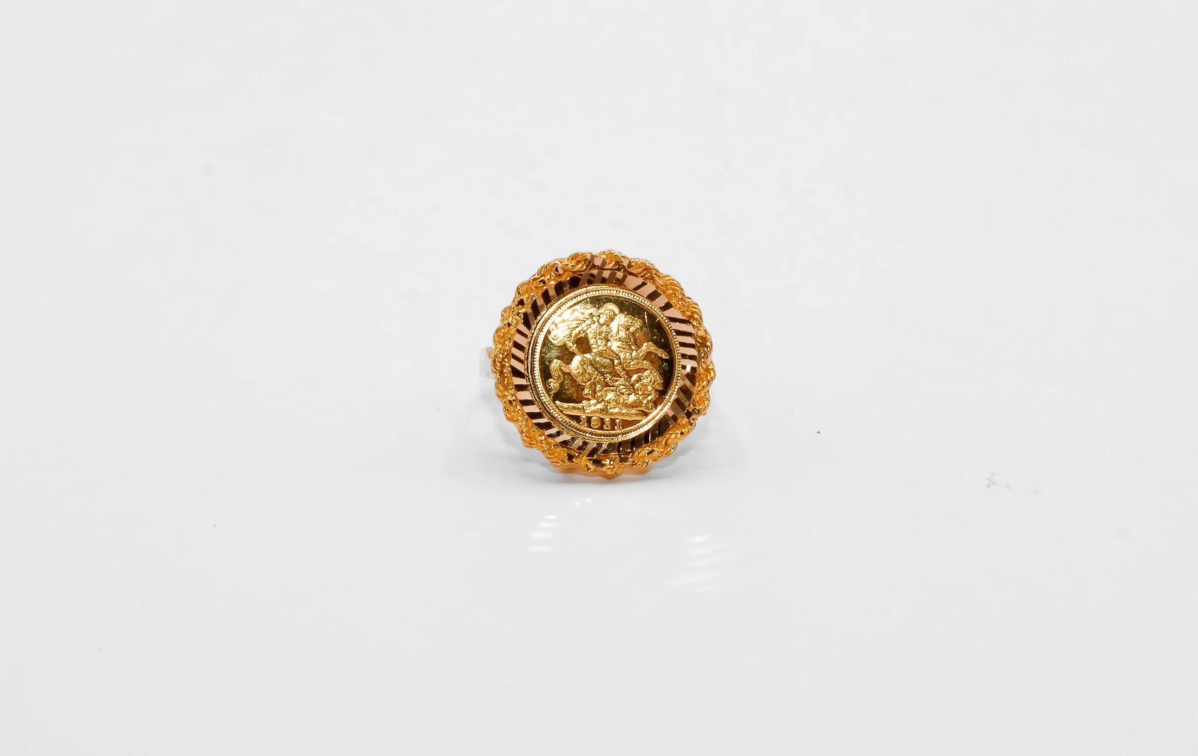 21K Gold English Coin Ring