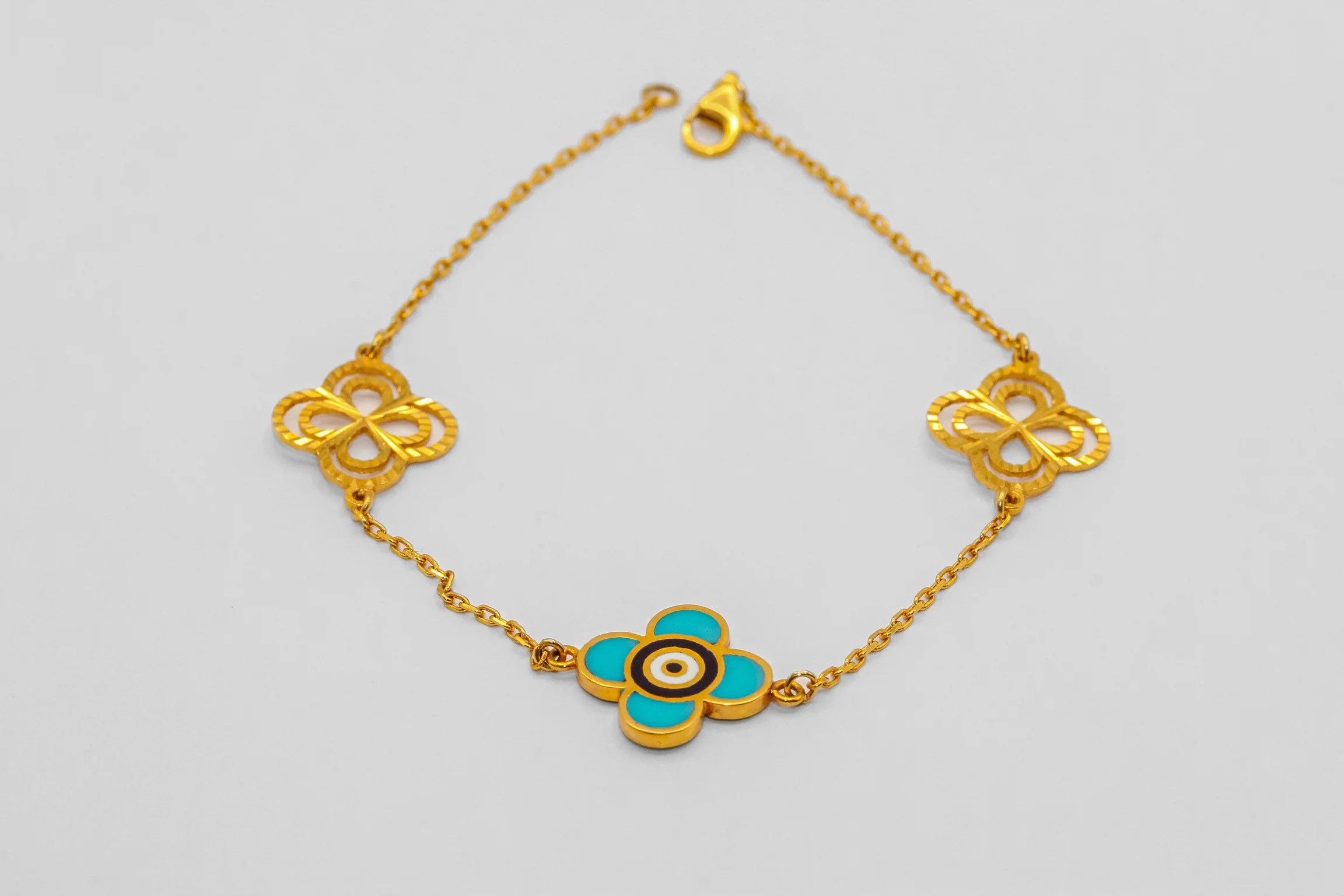 21K Gold Evil Eye Bracelet
