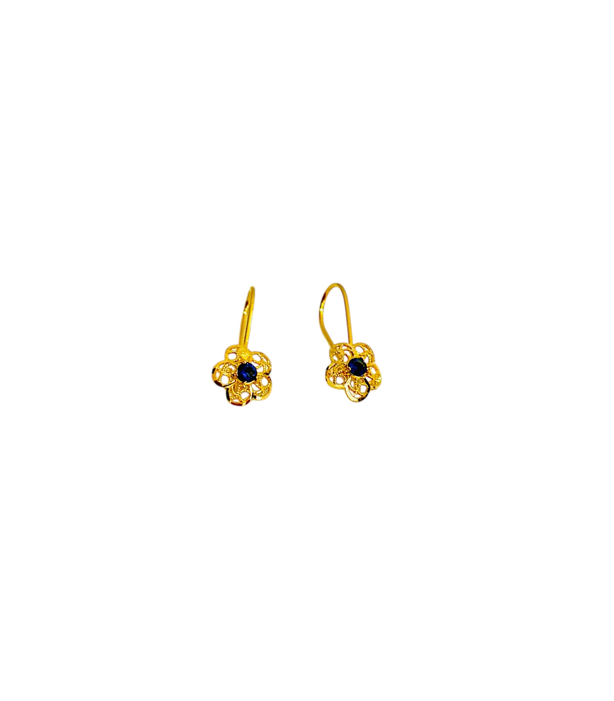 21K Gold Flower Earrings - Image 3