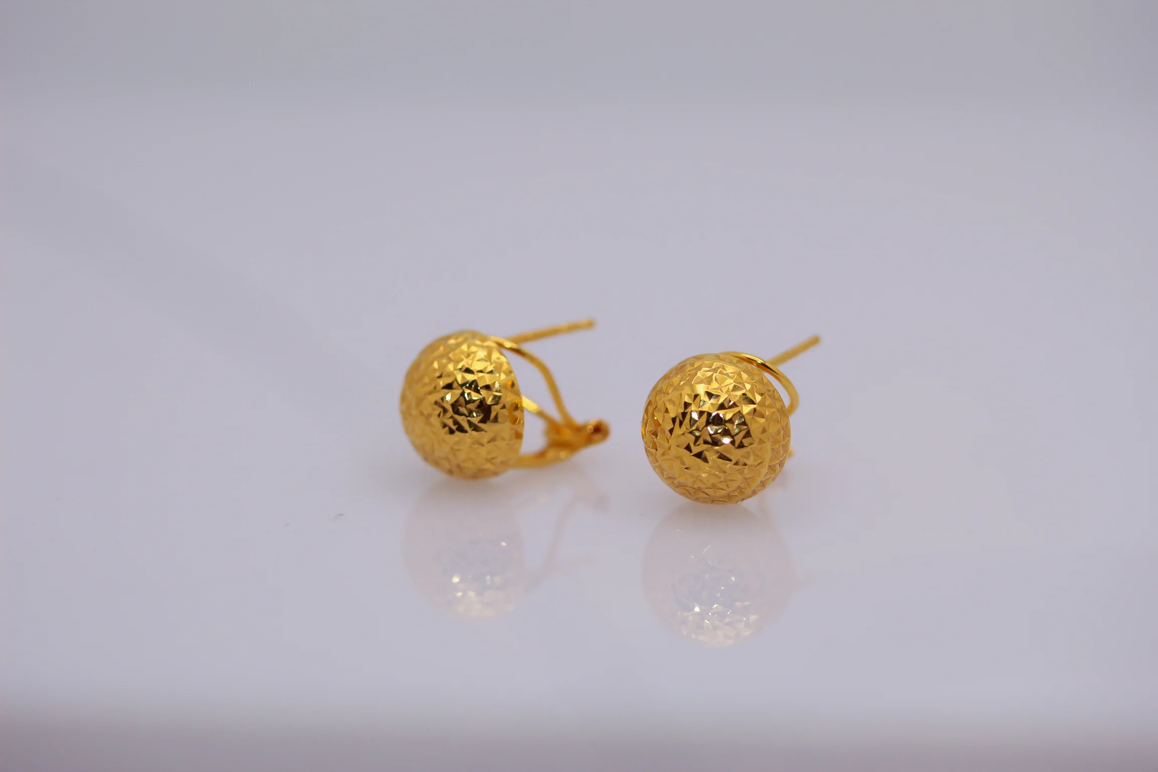 21K Gold Hammered Ball Earrings