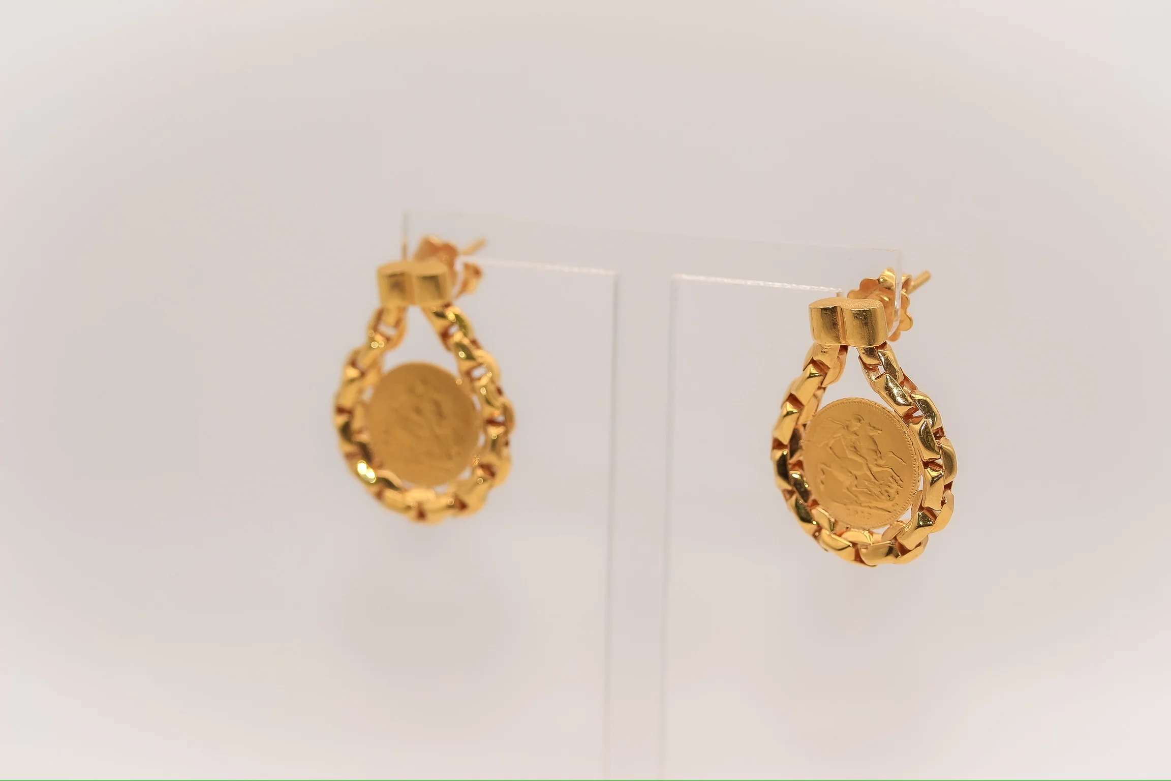 21K Gold Himo Coin Earrings - Image 2