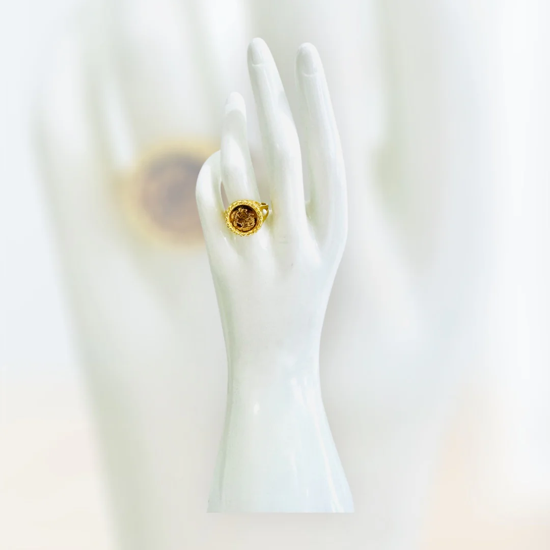 21K Gold Himo Coin Ring