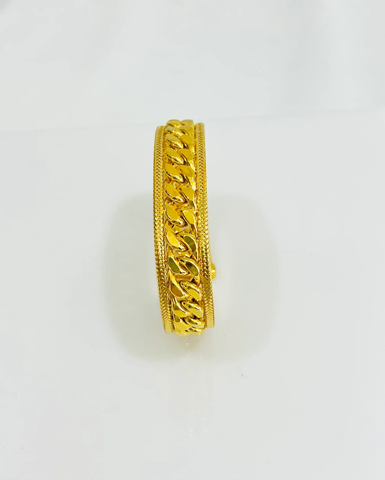 21K Gold Himo Cuban Link Cuff Bracelet - Image 2
