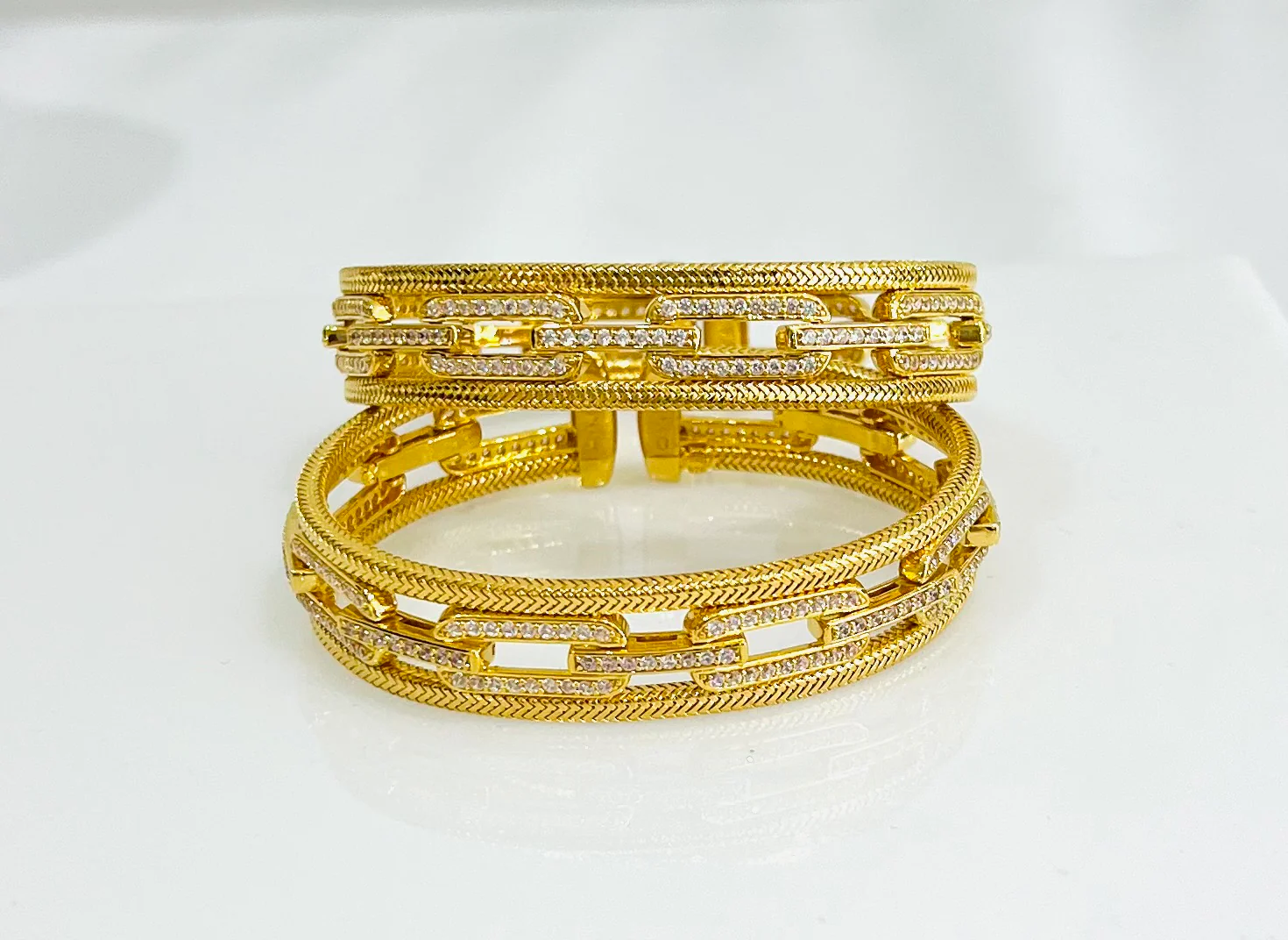 21K Gold Himo Link Cuff Bracelet