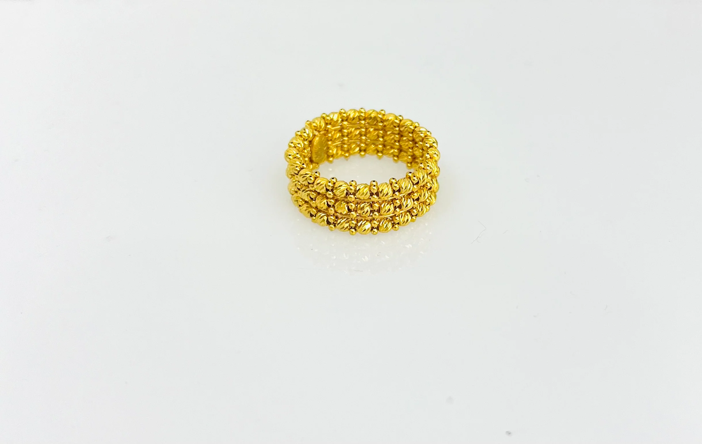 21K Gold Himo Triple Row Bead Ring - Image 4