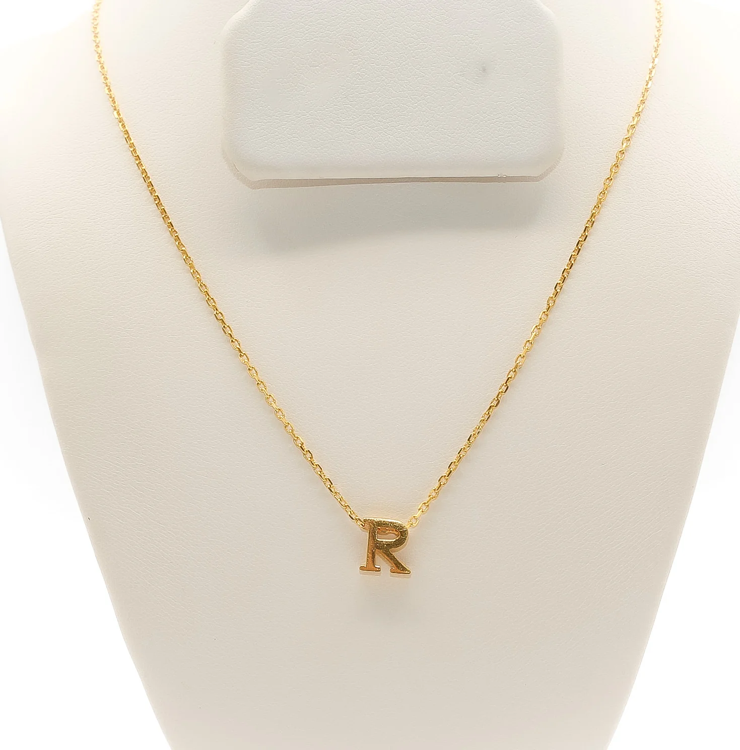 21K Gold Initial R Necklace