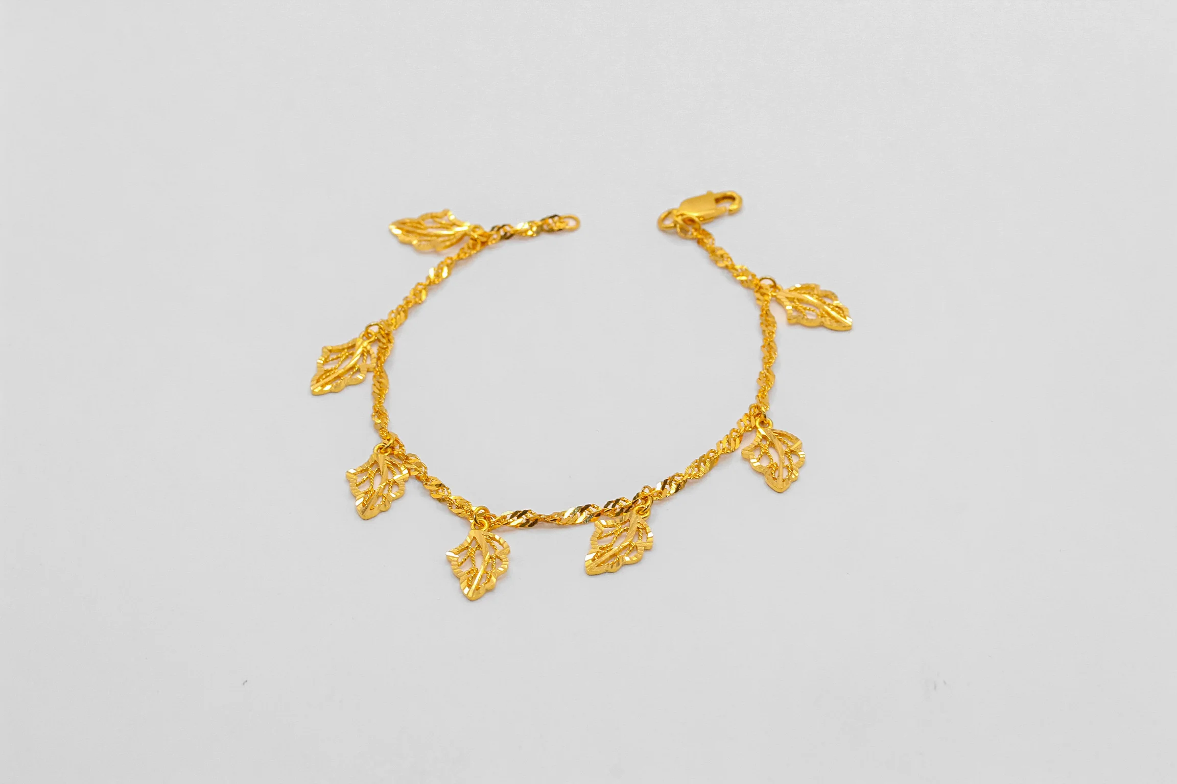 21K Gold Leaf Charm Bracelet