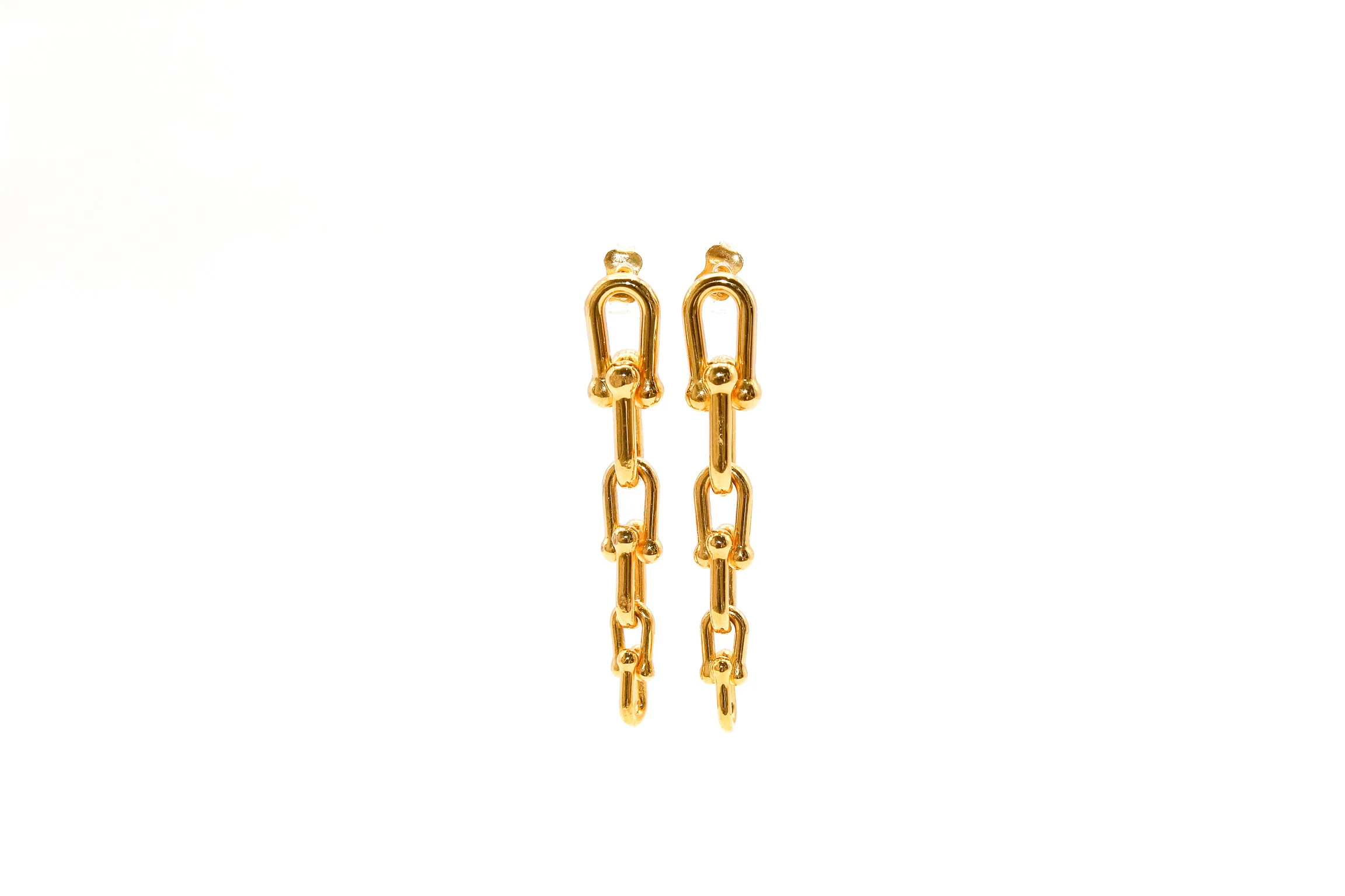 21K Gold Link Dangle Earrings