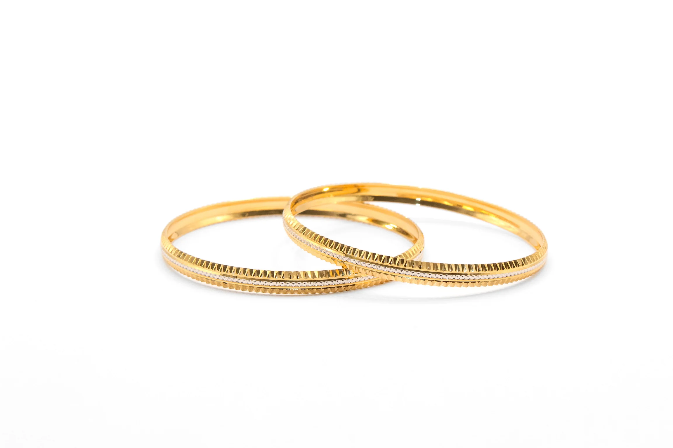 21K Gold Small Two Tone Bangles - Image 2