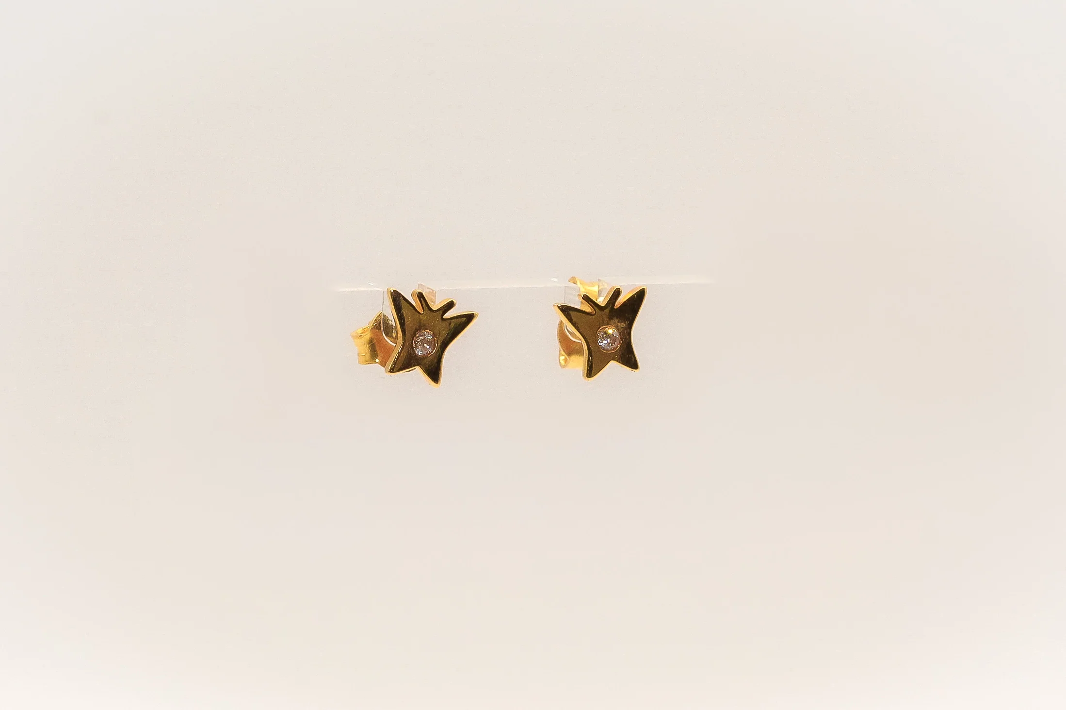 21K Gold Mini Butterfly Kids Stud Earrings - Image 2