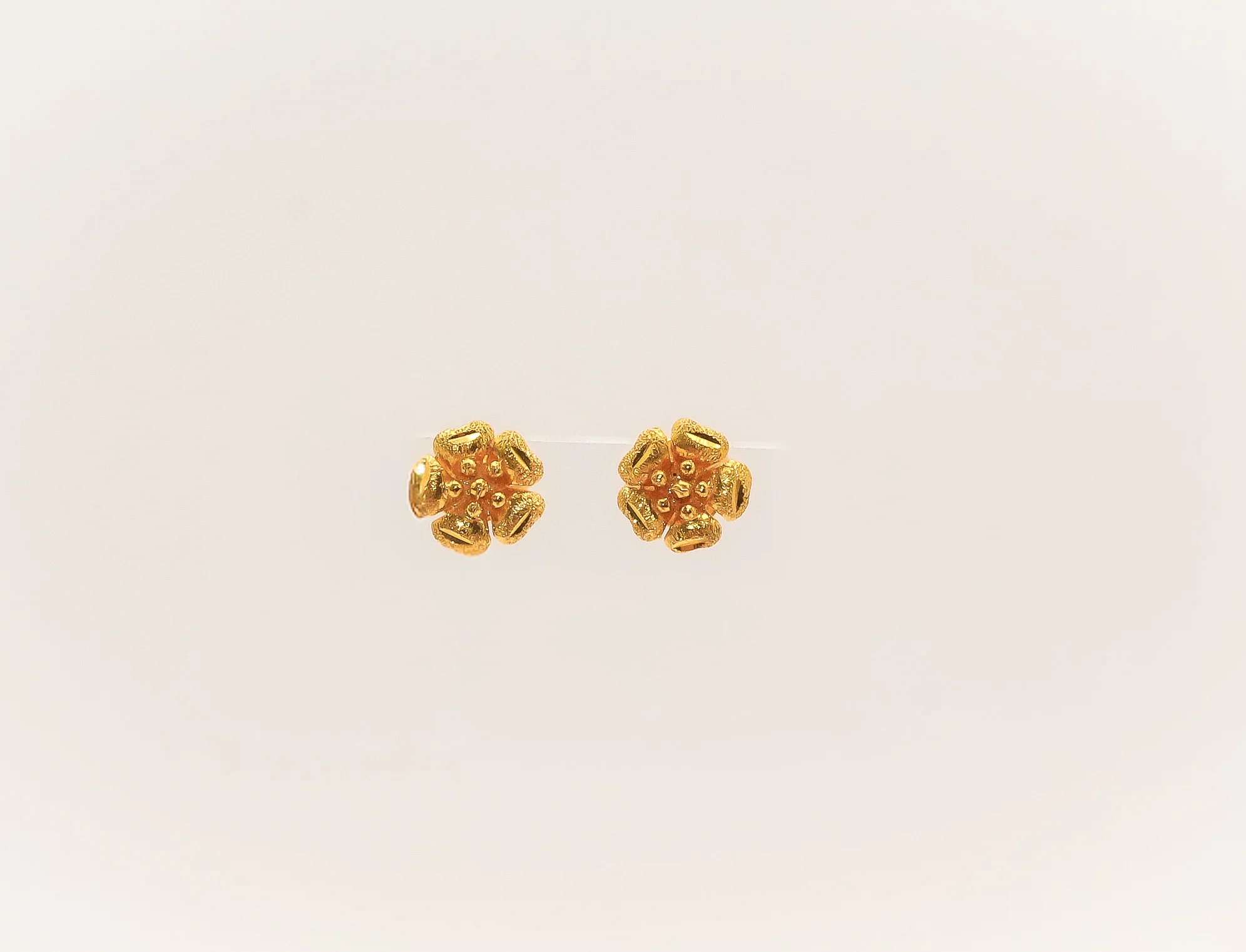 21K Gold Kids Mini Flower Post Earrings