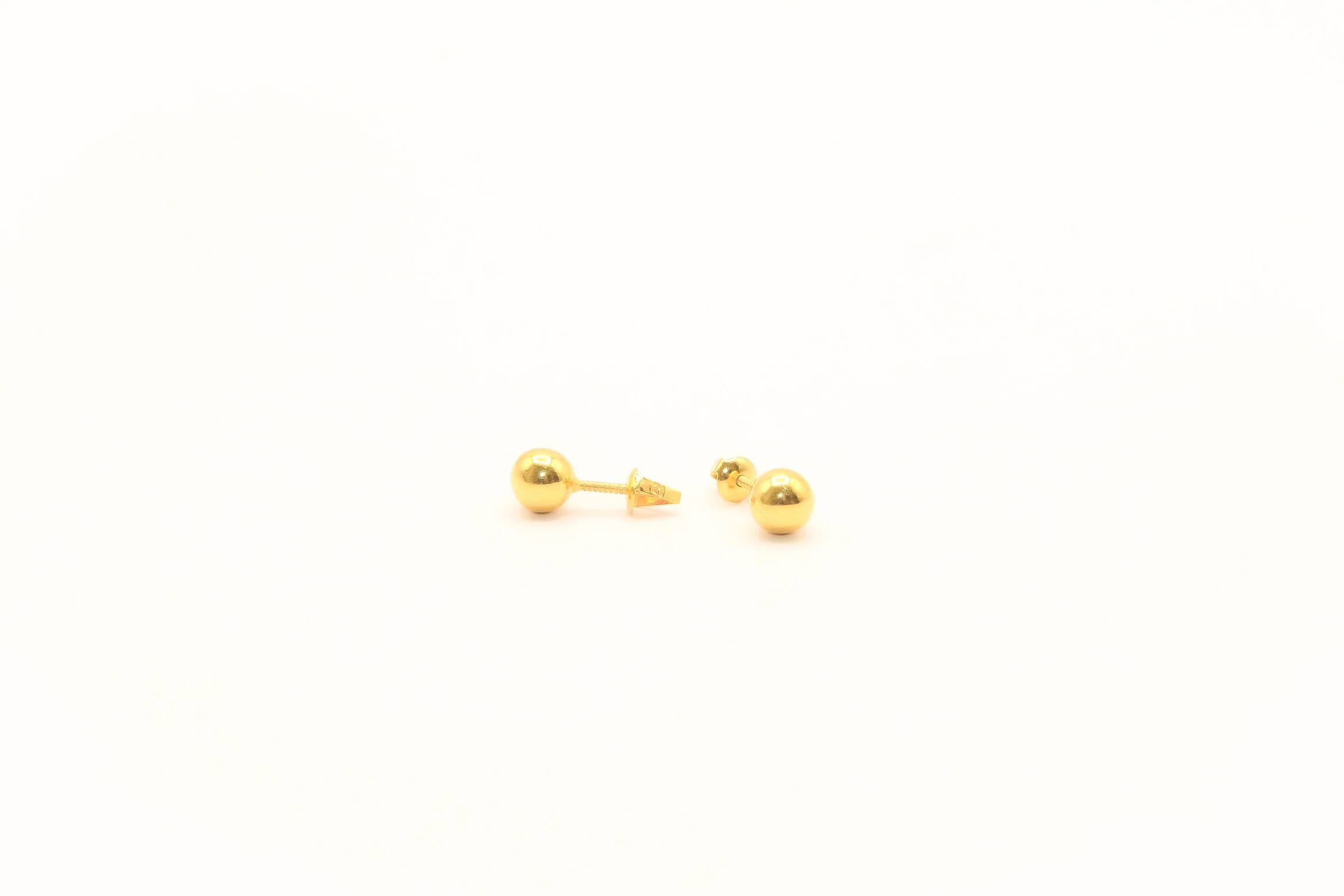 21K Gold Screw Back Ball Kids Earrings - Image 2