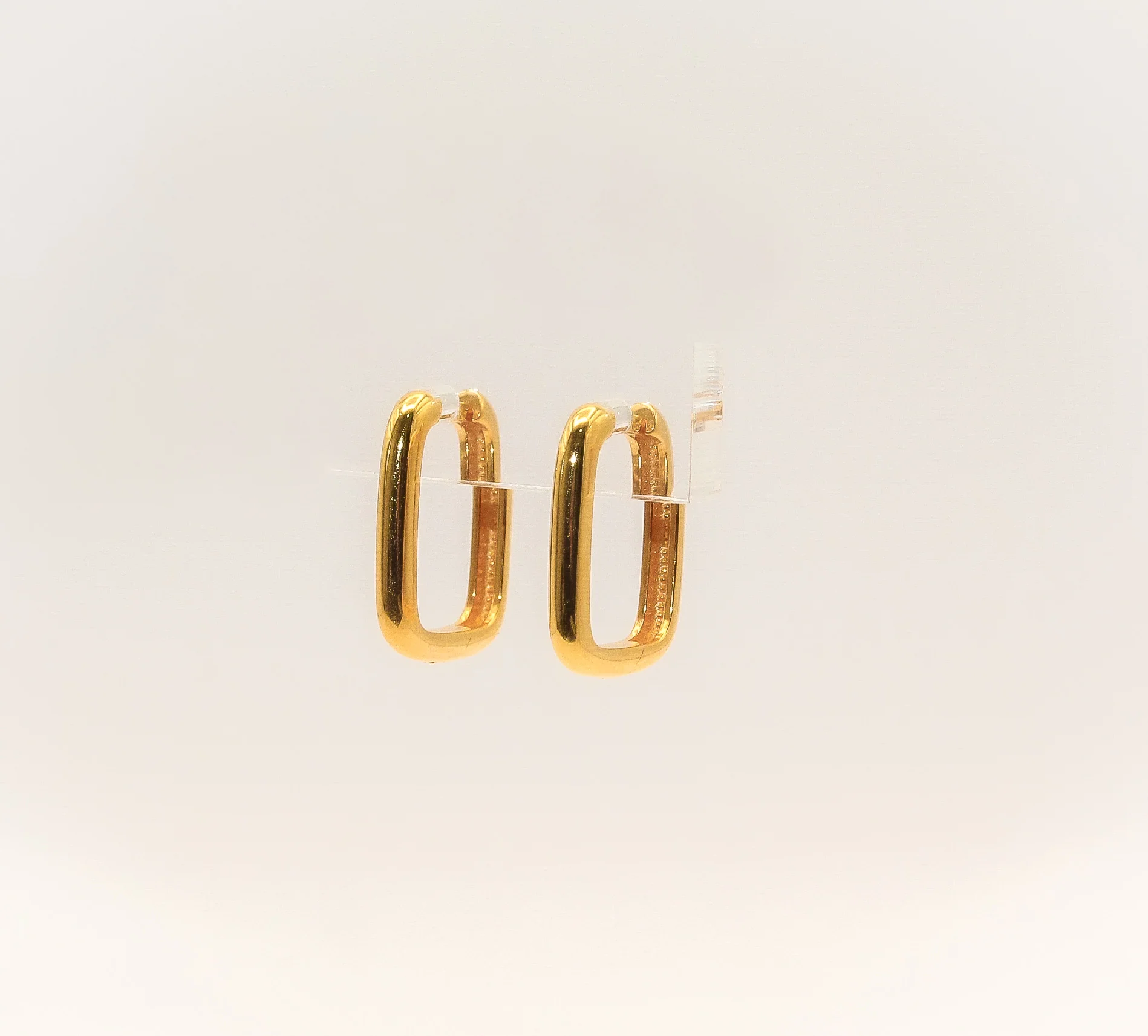 21K Gold Mini Square Huggies Earrings