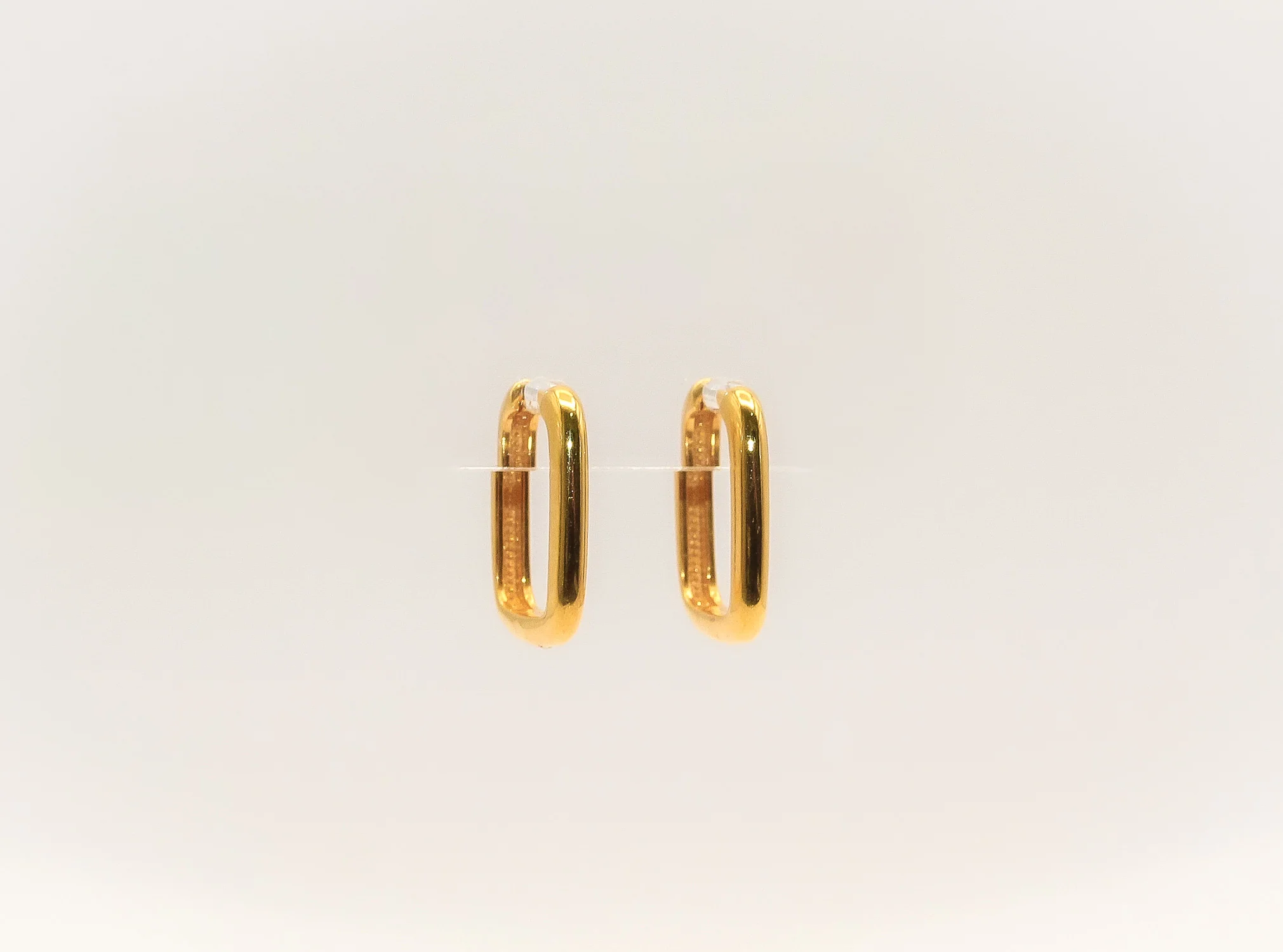 21K Gold Mini Square Huggies Earrings - Image 2