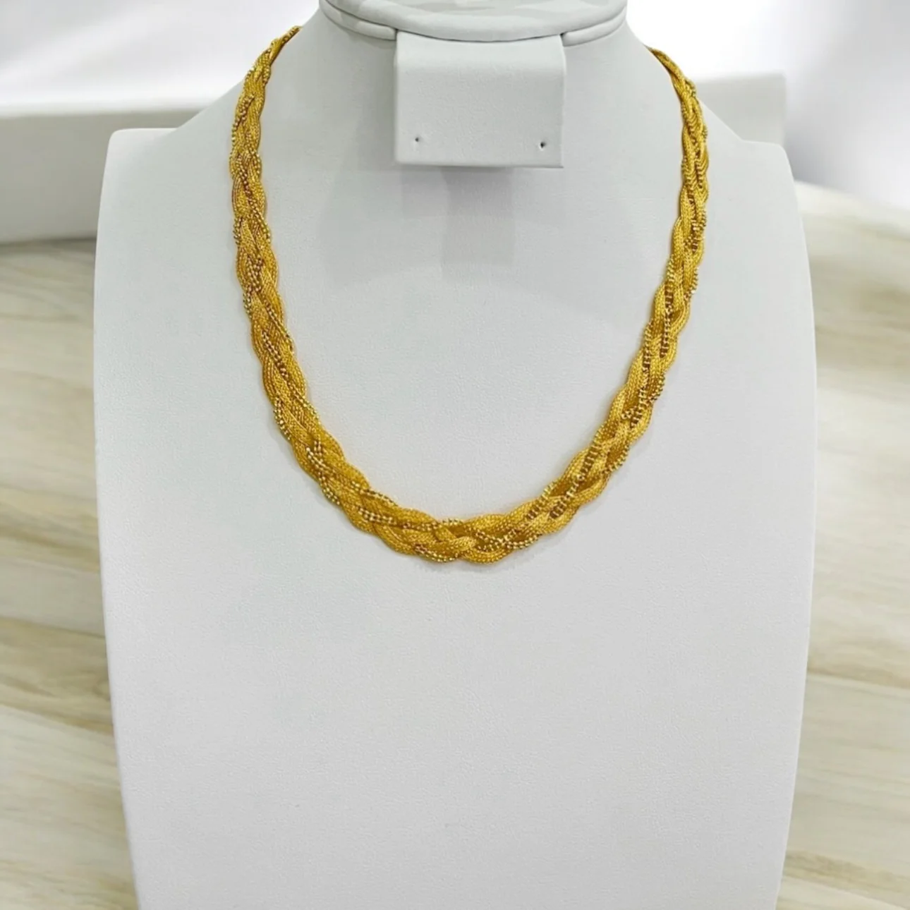 21K Gold Braided Necklace