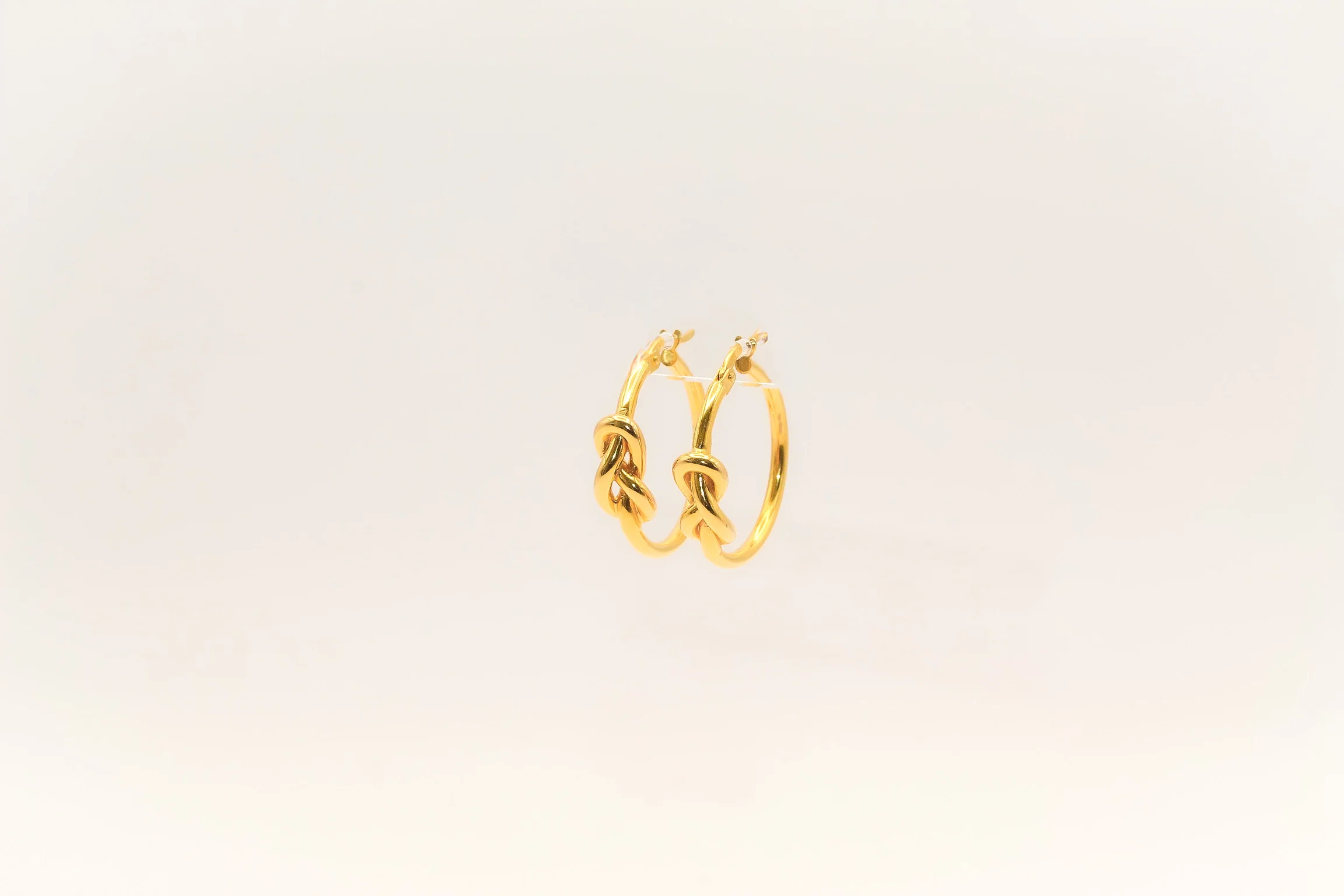 21K Gold Knot Hoop Earrings