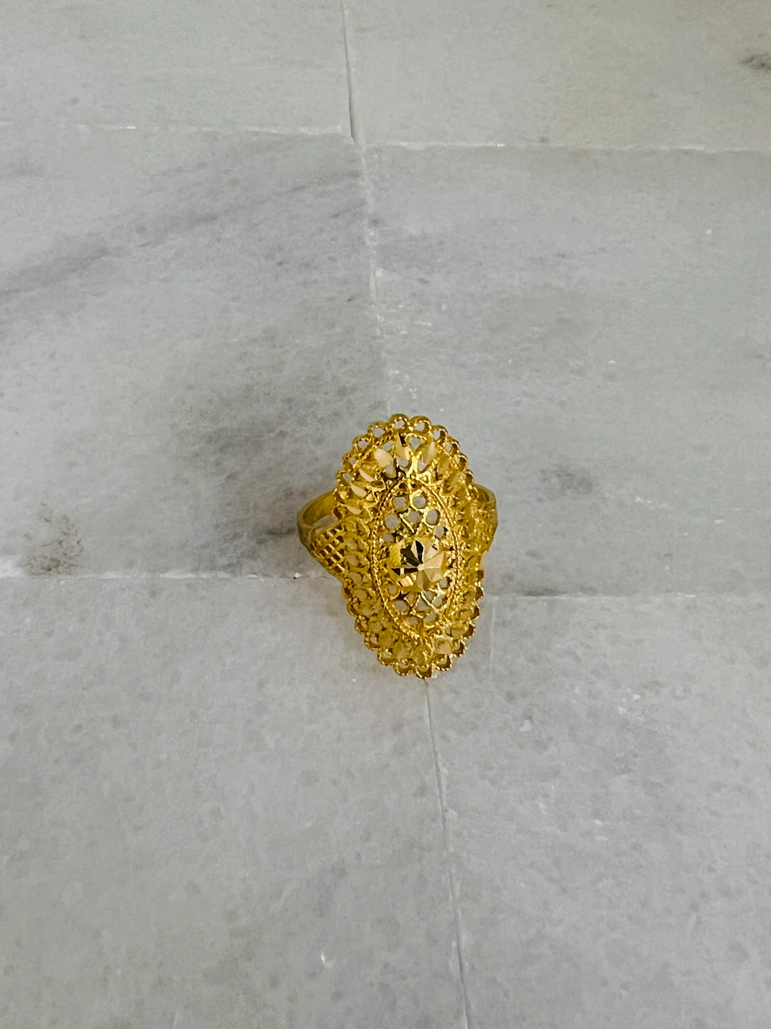 21K Gold Almond Ring