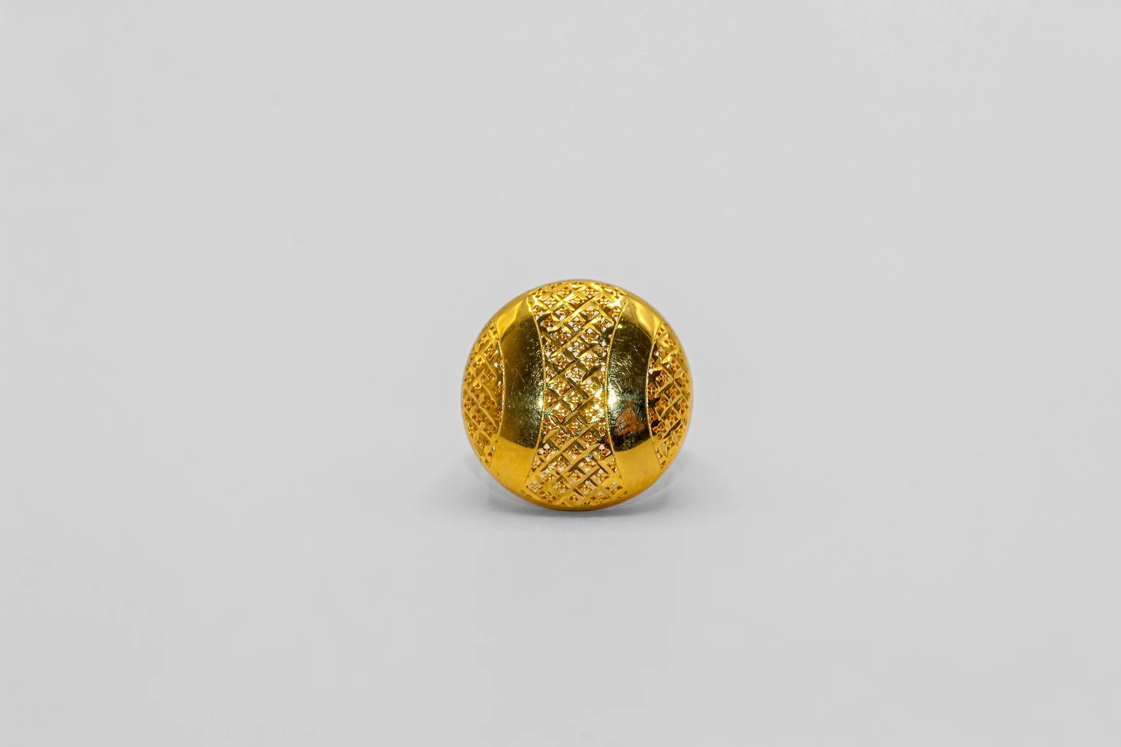 21K Gold Round Puff Ring